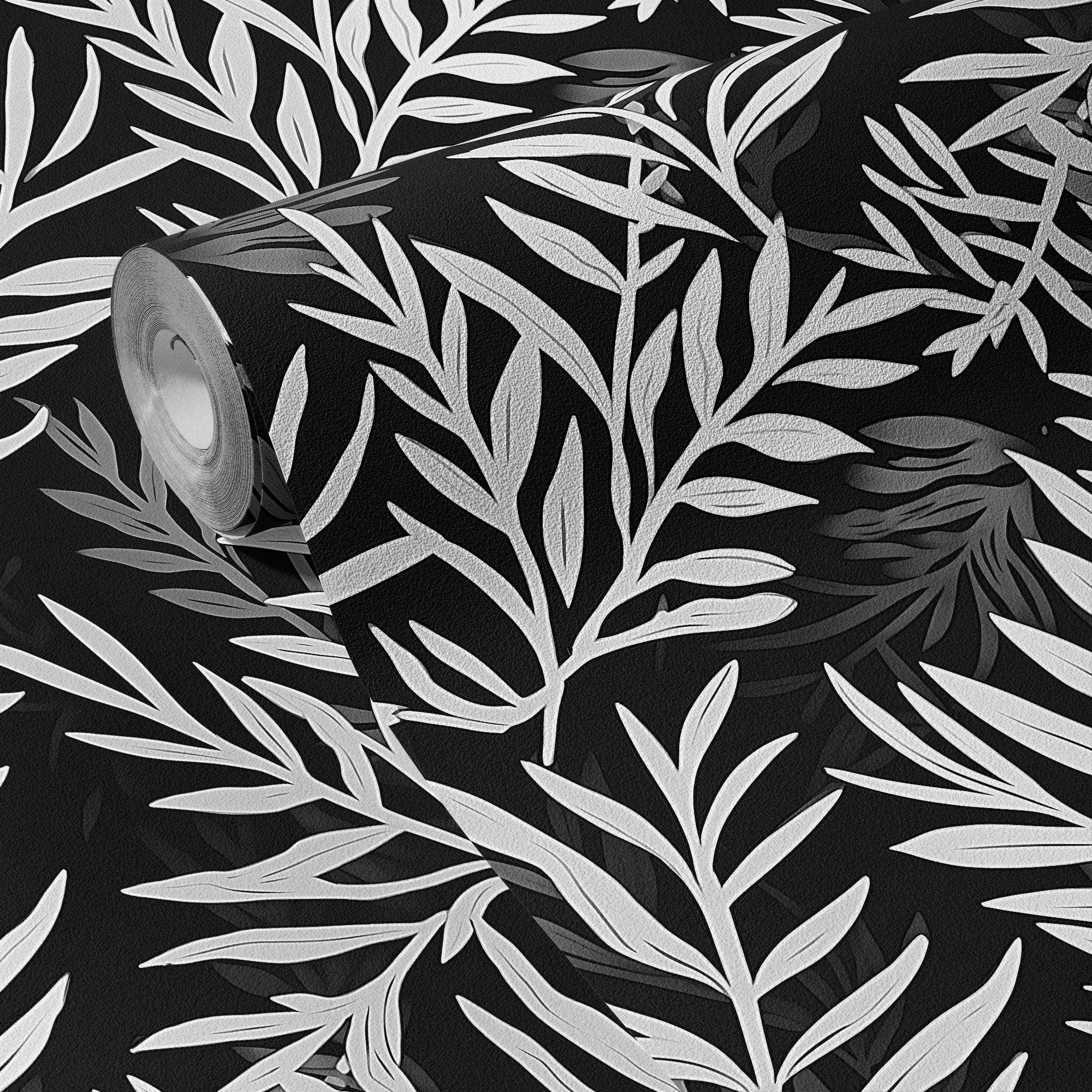 Botanical Wallpaper Black and White Wall Decor