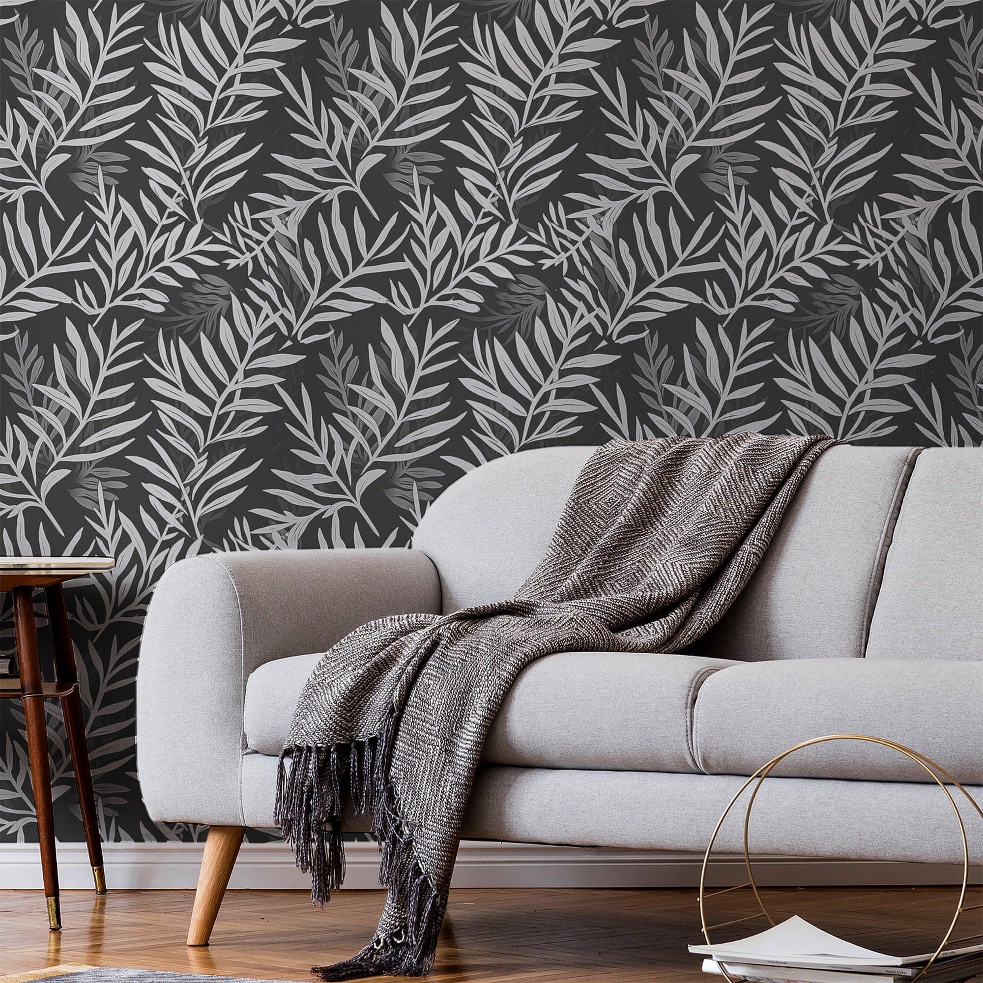 Botanical Wallpaper Black and White Wall Decor