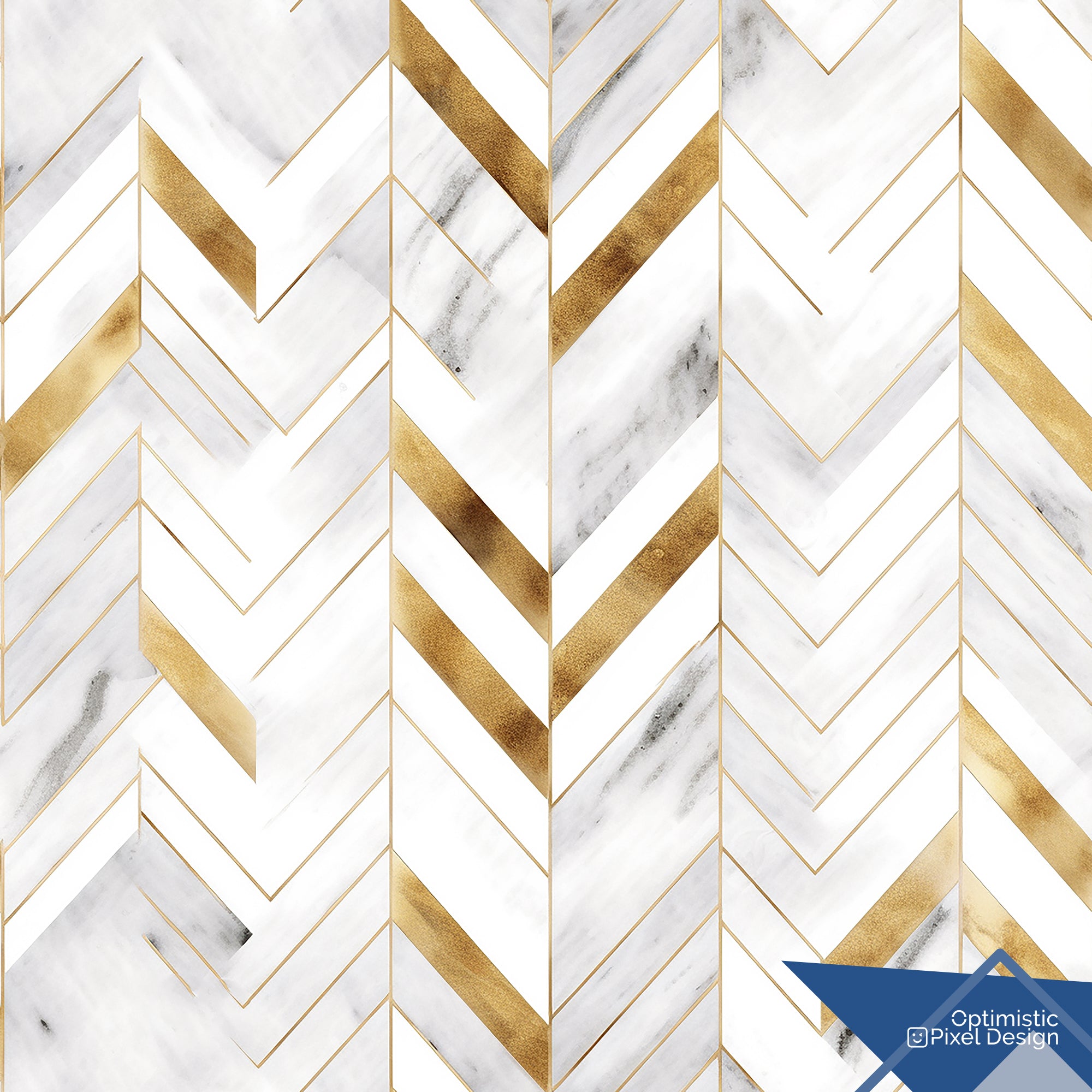 Faux Marble Wallpaper White Chevron Wall Decor