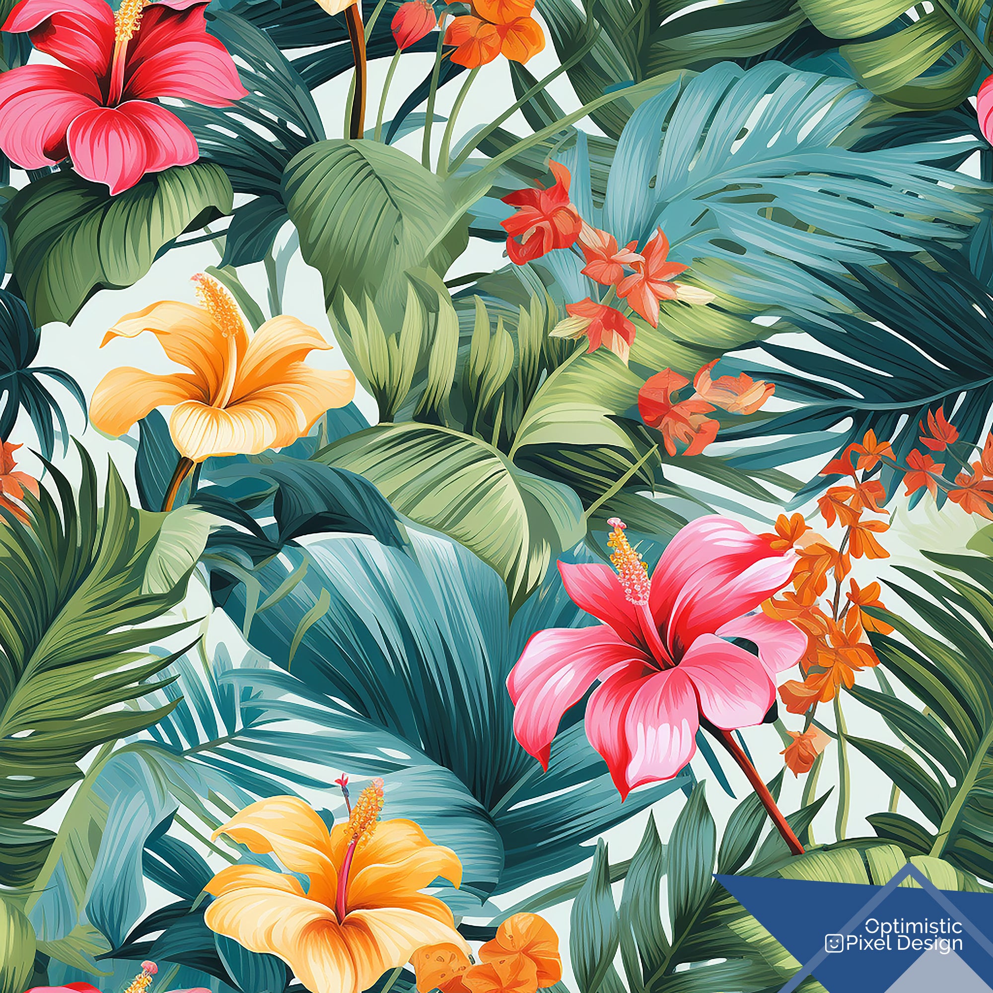 Tropical Wallpaper Retro Floral Wall Decor