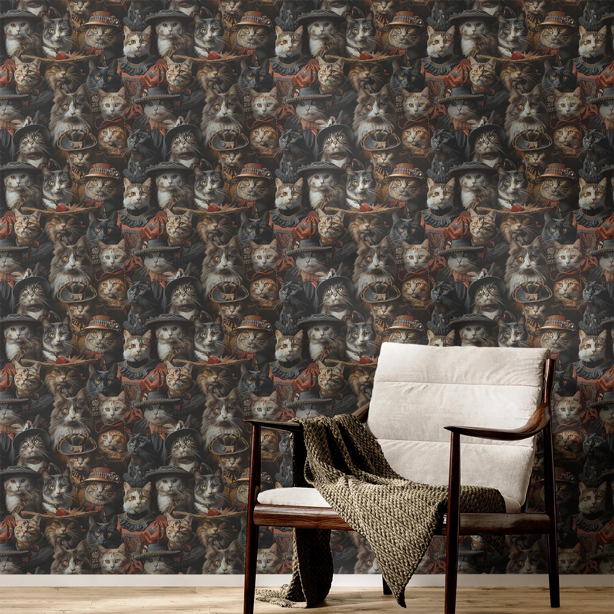 Cat Wallpaper Moody Victorian Wall Decor