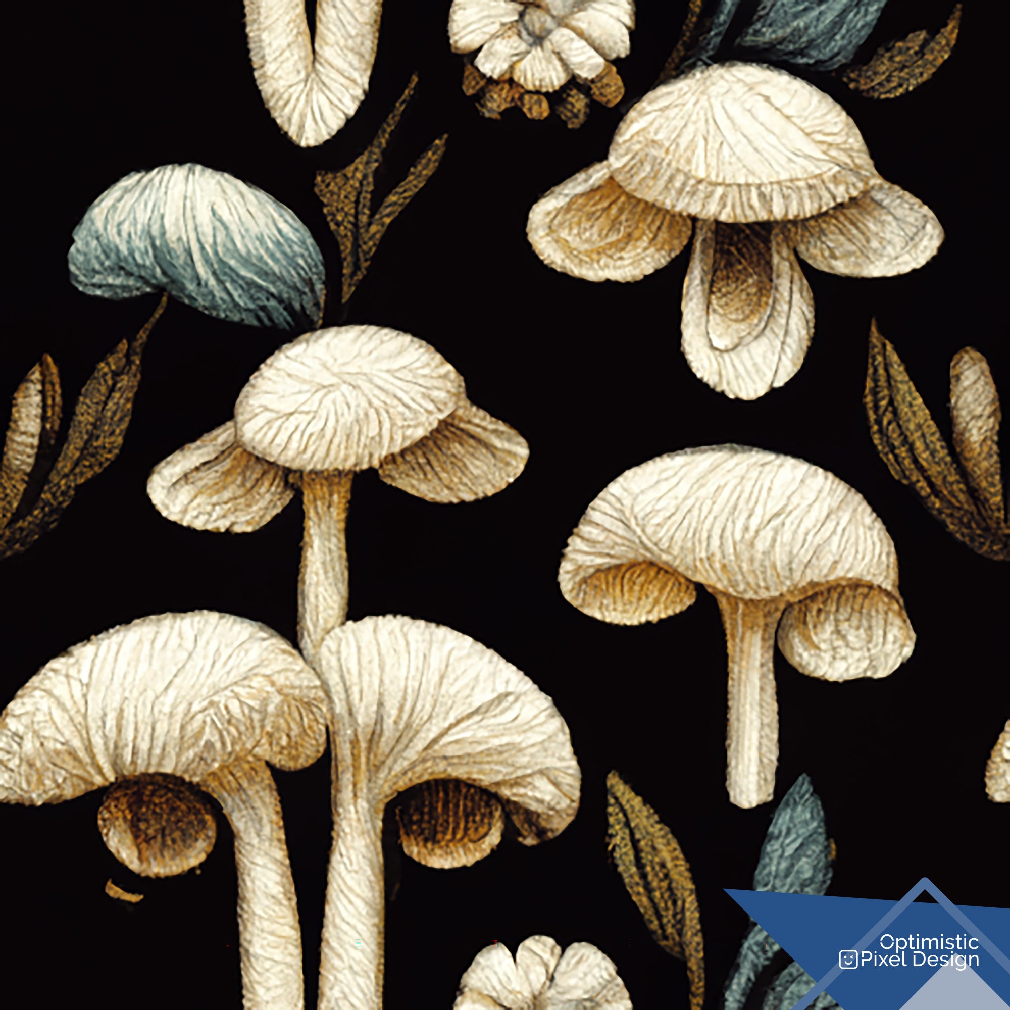 Mushroom Wallpaper Dark Luxury Wall Decor