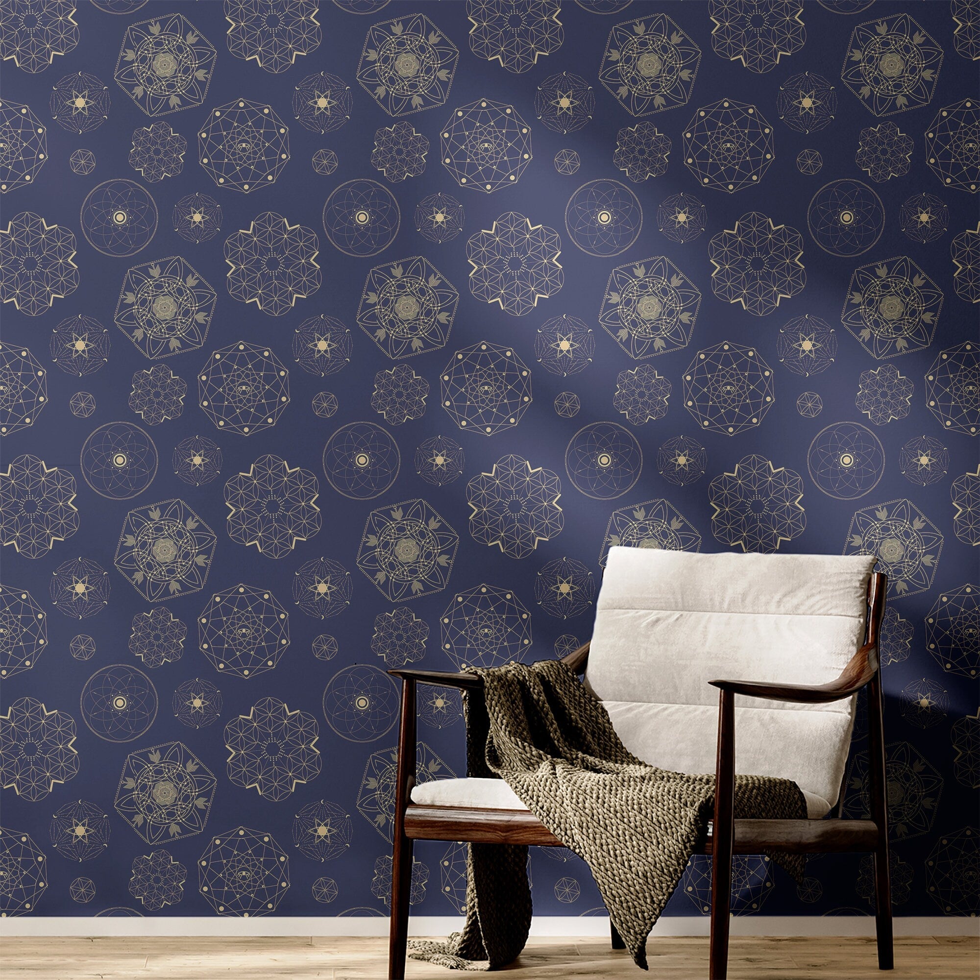 Celestial Wallpaper Navy Blue Star Wall Decor