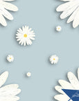 Daisy Wallpaper Blue Whimsical Luxury Wall Decor