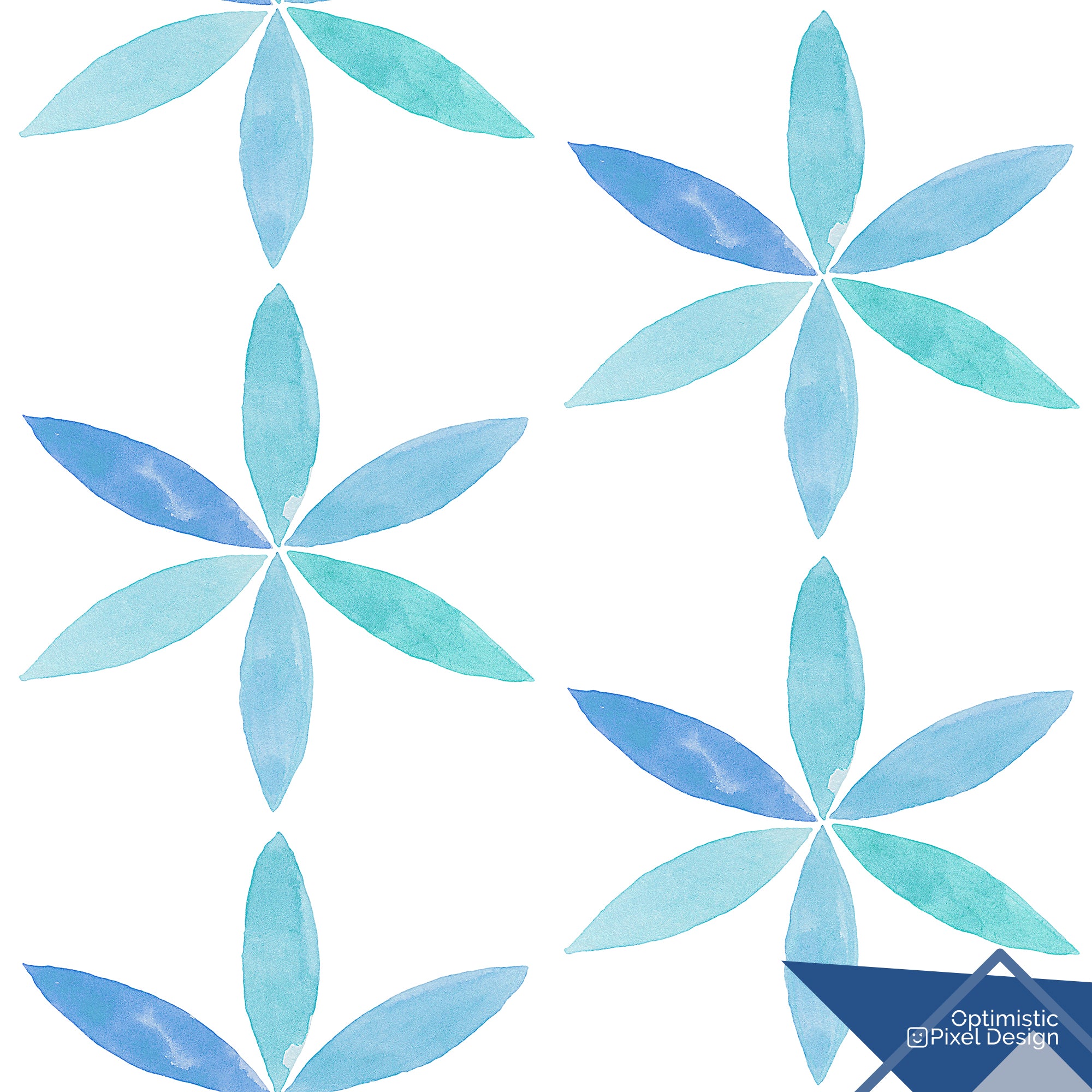 Boho Wallpaper Blue Floral Watercolor Wall Decor