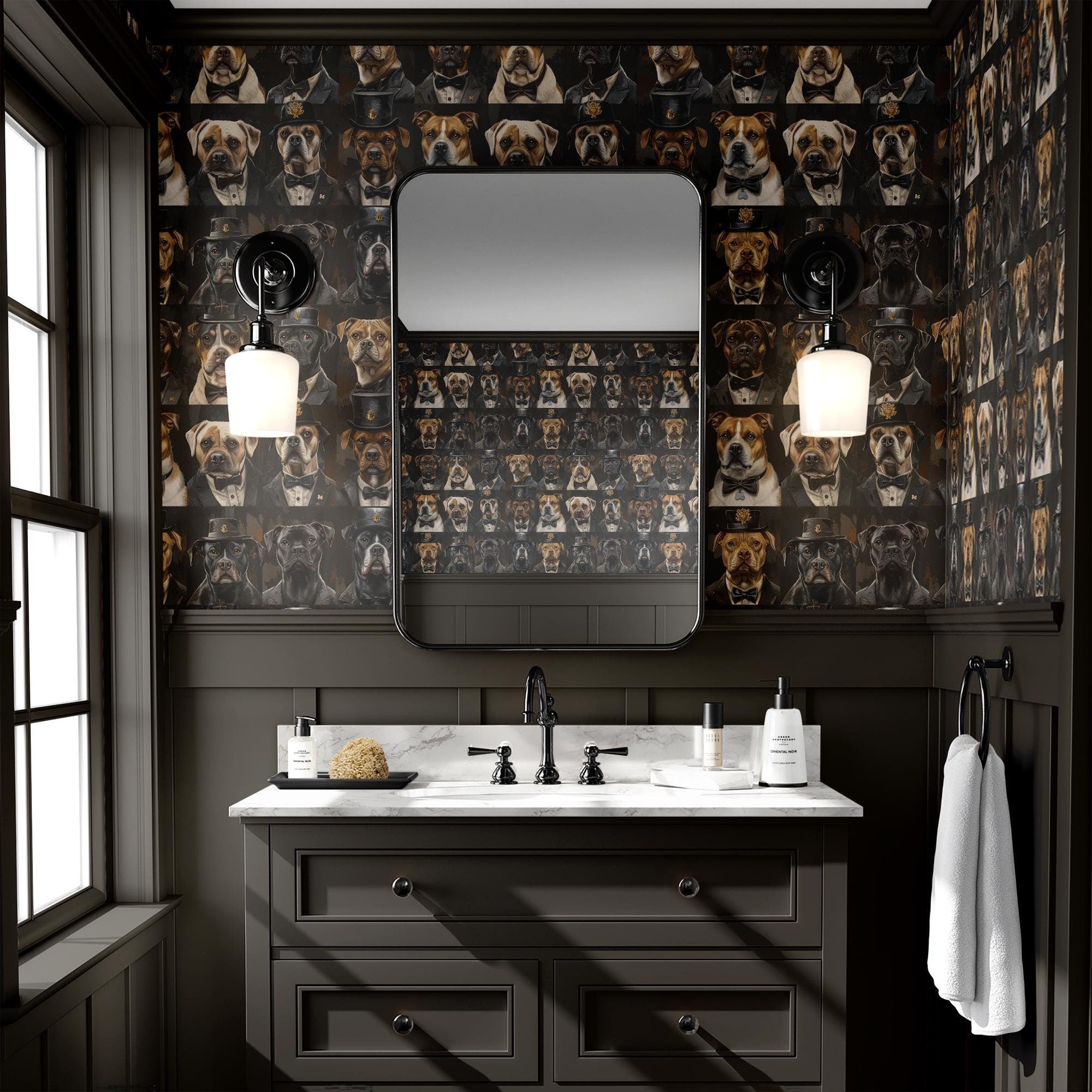 Dog Wallpaper Vintage Dark Luxury Wall Decor