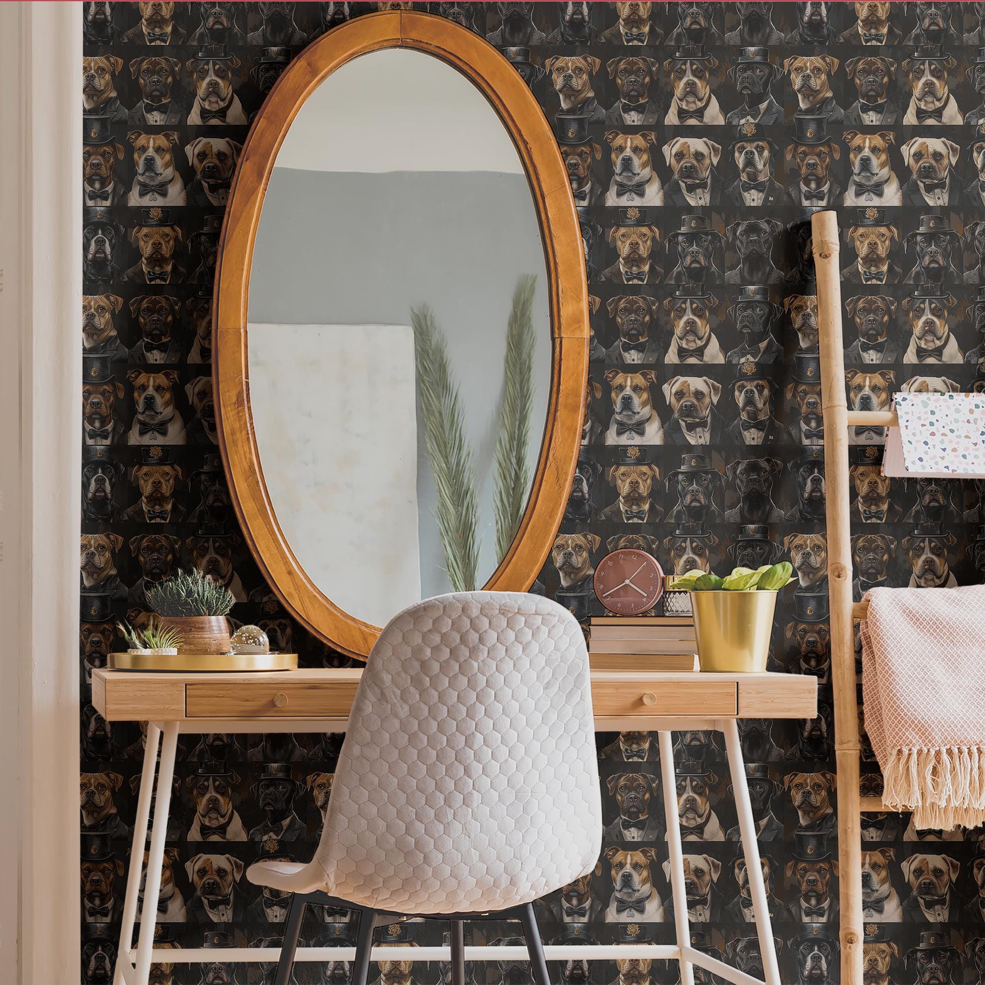 Dog Wallpaper Vintage Dark Luxury Wall Decor