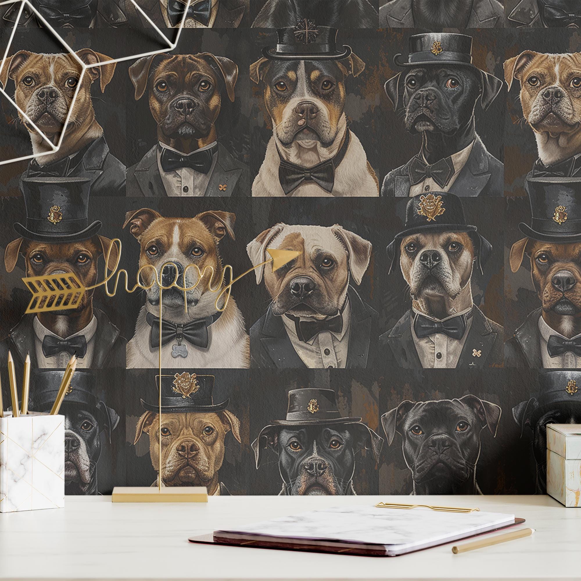 Dog Wallpaper Vintage Dark Luxury Wall Decor