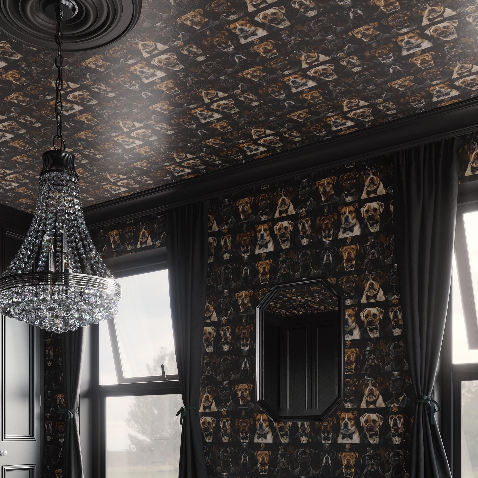 Dog Wallpaper Vintage Dark Luxury Wall Decor