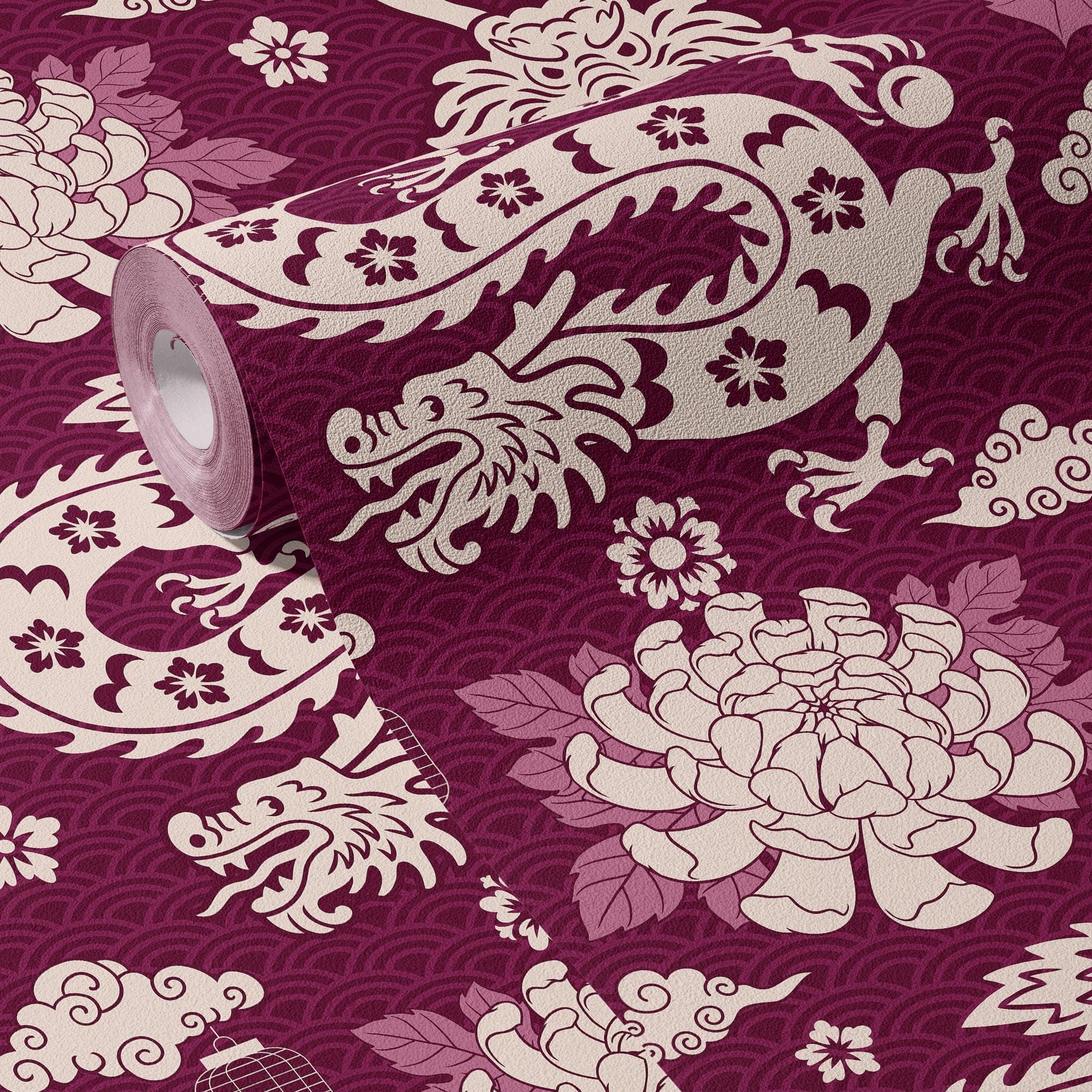 Dragon Wallpaper Vintage Pink Luxury Wall Decor