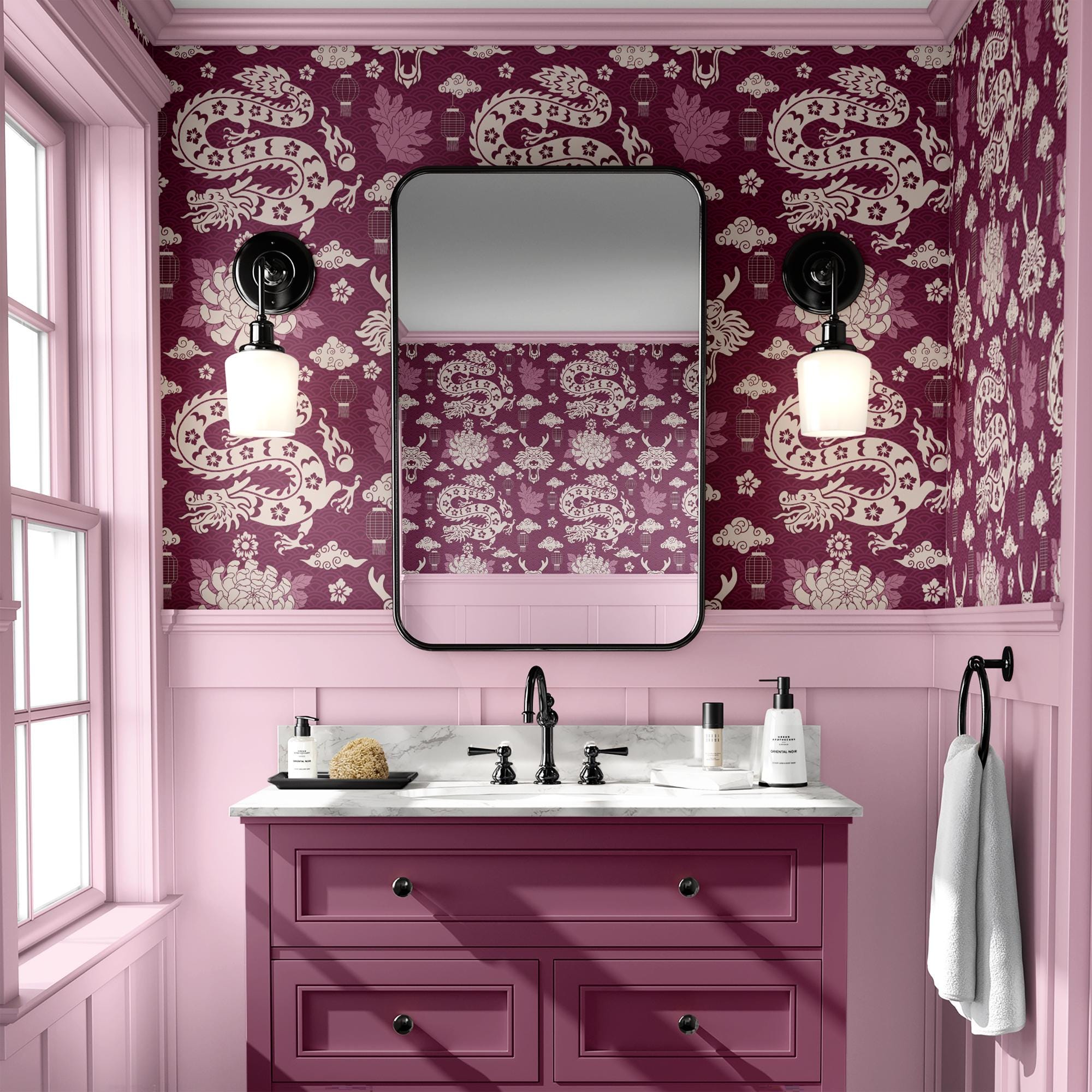 Dragon Wallpaper Vintage Pink Luxury Wall Decor