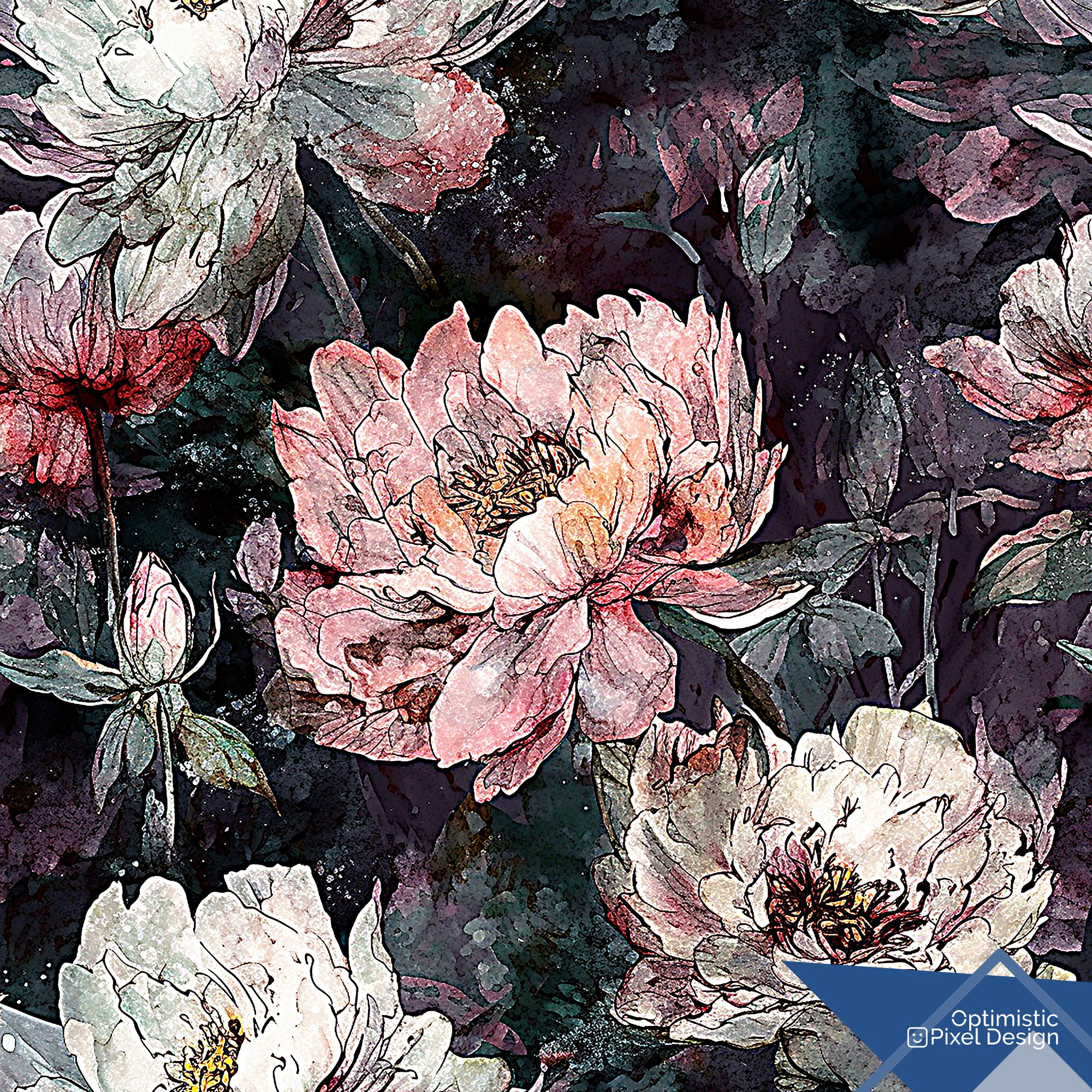 Gothic Wallpaper Dark Peony Luxury Wall Decor