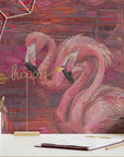 Flamingo Wallpaper Pink Retro Luxury Wall Decor