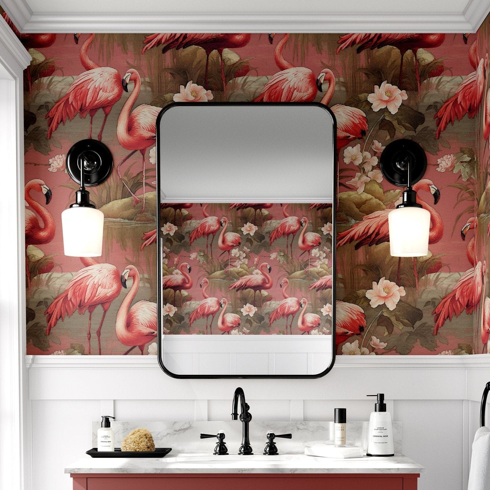 Flamingo Wallpaper Vintage Pink Luxury Wall Decor