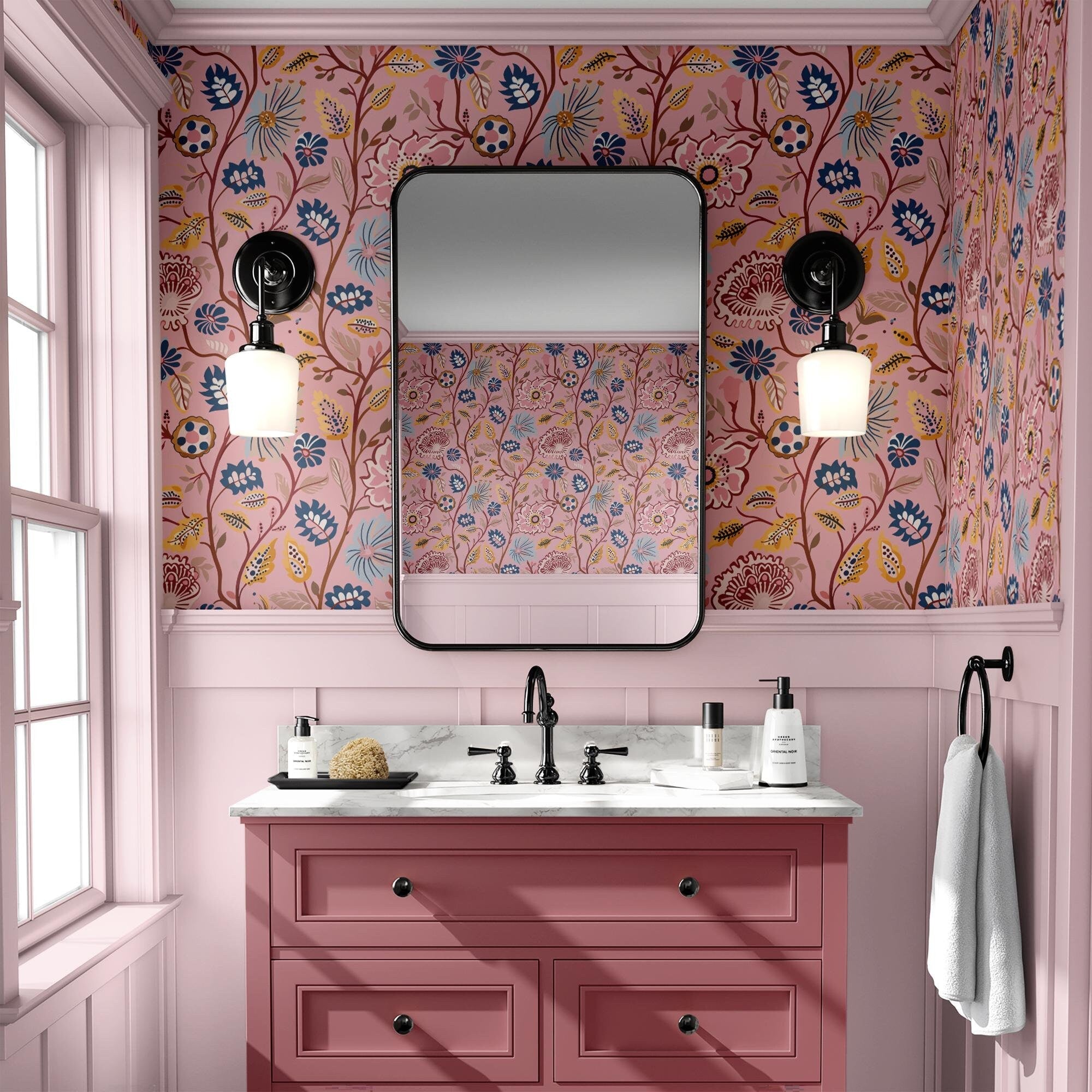 Floral Wallpaper Pink Luxury Wall Decor