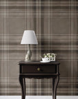 Wallpaper Removable Peel and Stick or Permanent Traditional Wallpaper Brown Faux Suede Plaid Wallpaper for Walls Interior Design Wall Decor