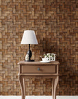 Wallpaper Removable Peel and Stick or Permanent Traditional Wallpaper Unique Brown Faux Wicker Wallpaper for Walls Interior Design Decor