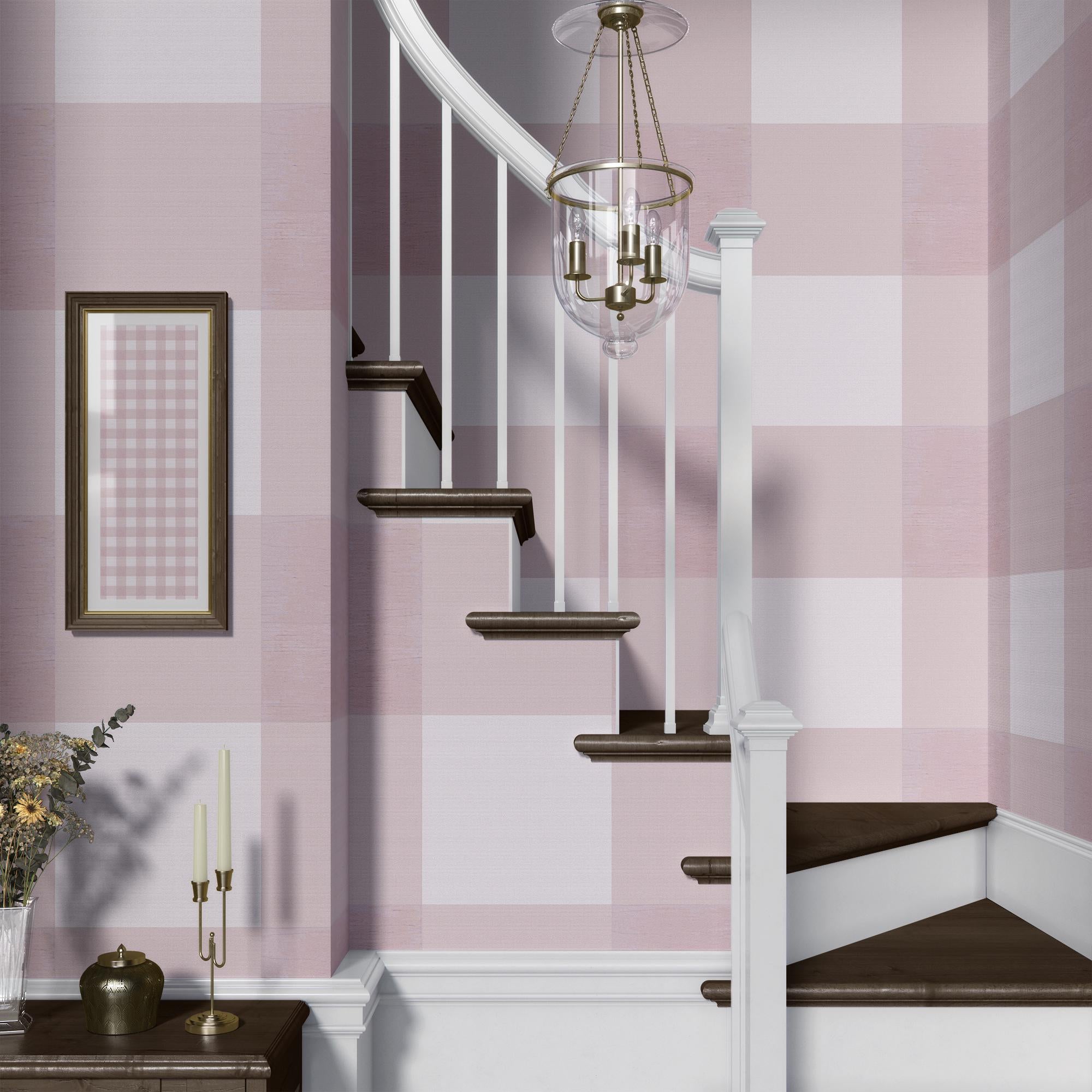 Wallpaper Removable Peel and Stick or Permanent Traditional Wallpaper Vintage Pink Checker Wallpaper for Walls Luxury Interior Design Decor