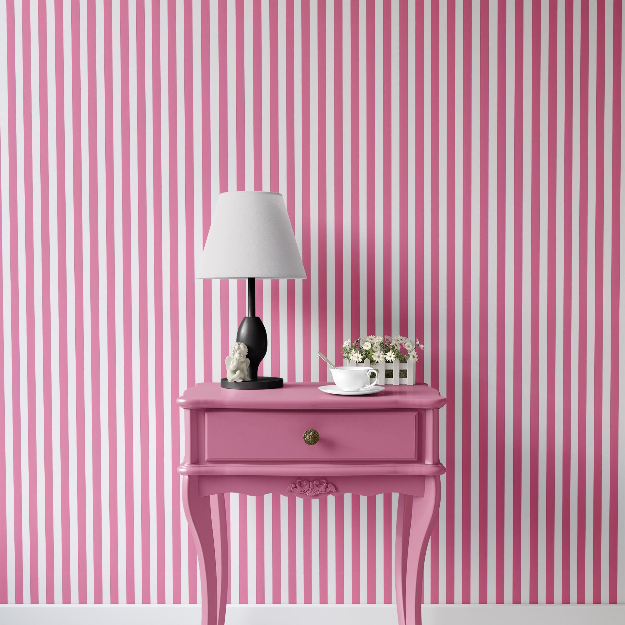 Wallpaper Removable Peel and Stick or Permanent Traditional Wallpaper Vintage Pink Stripe Wallpaper for Walls Luxury Interior Design Decor