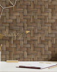 Wallpaper Removable Peel and Stick or Permanent Traditional Wallpaper Unique Brown Faux Wicker Wallpaper for Walls Interior Design Decor