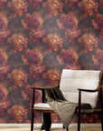 Moody Wallpaper Dark Orange Peony Wall Decor