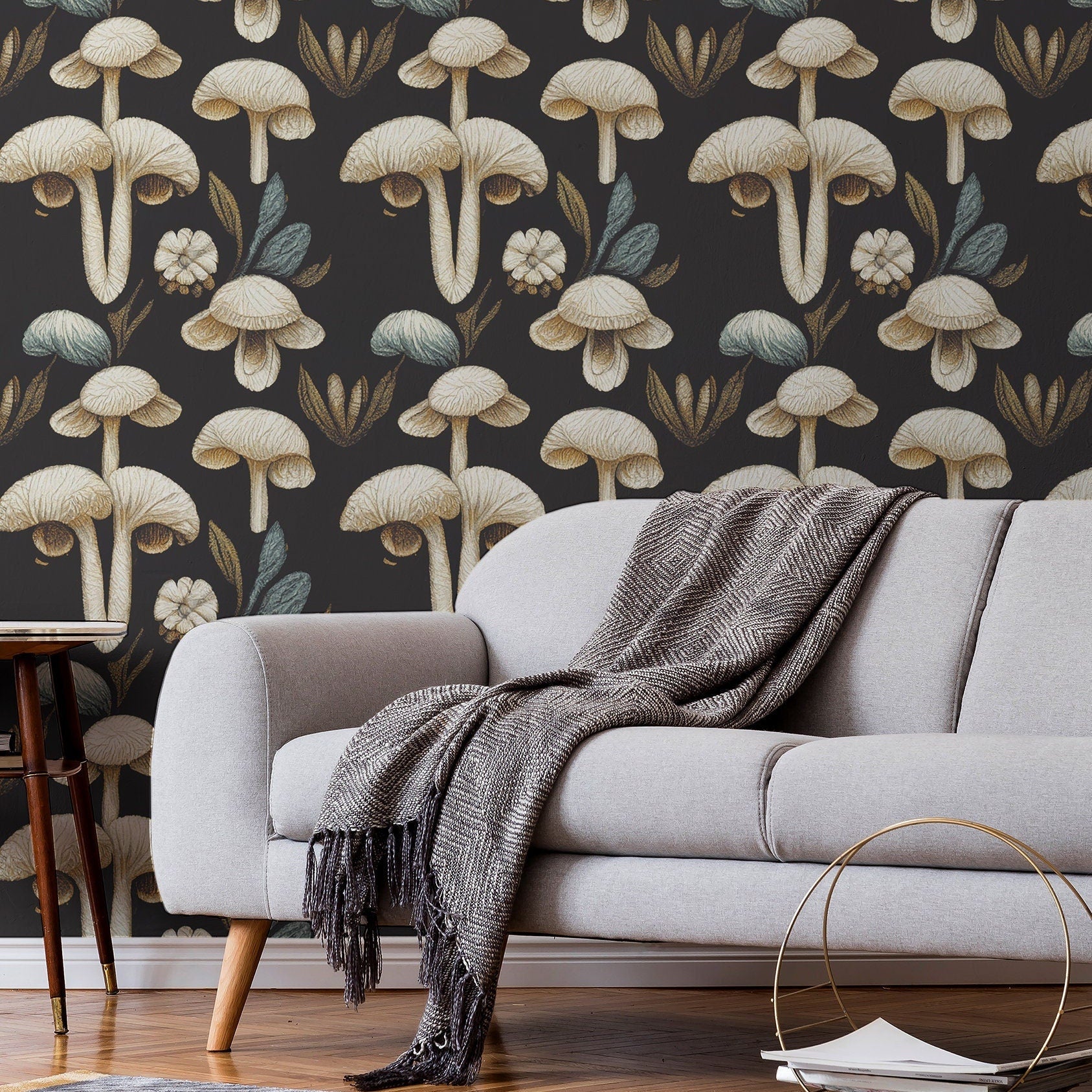 Mushroom Wallpaper Dark Luxury Wall Decor