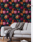 Peony Wallpaper Dark Botanical Luxury Wall Decor