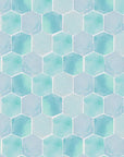 Watercolor Wallpaper Blue Hexagon Wall Decor