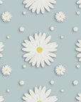 Daisy Wallpaper Blue Whimsical Luxury Wall Decor