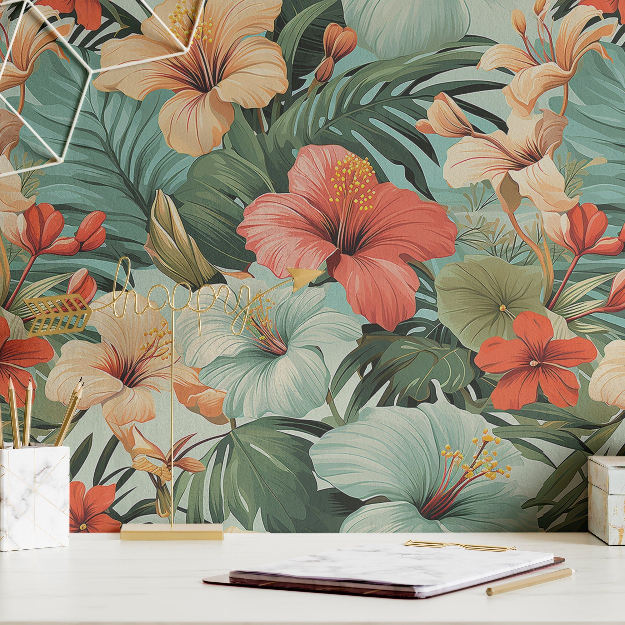 Tropical Wallpaper Retro Luxury Floral Wall Decor