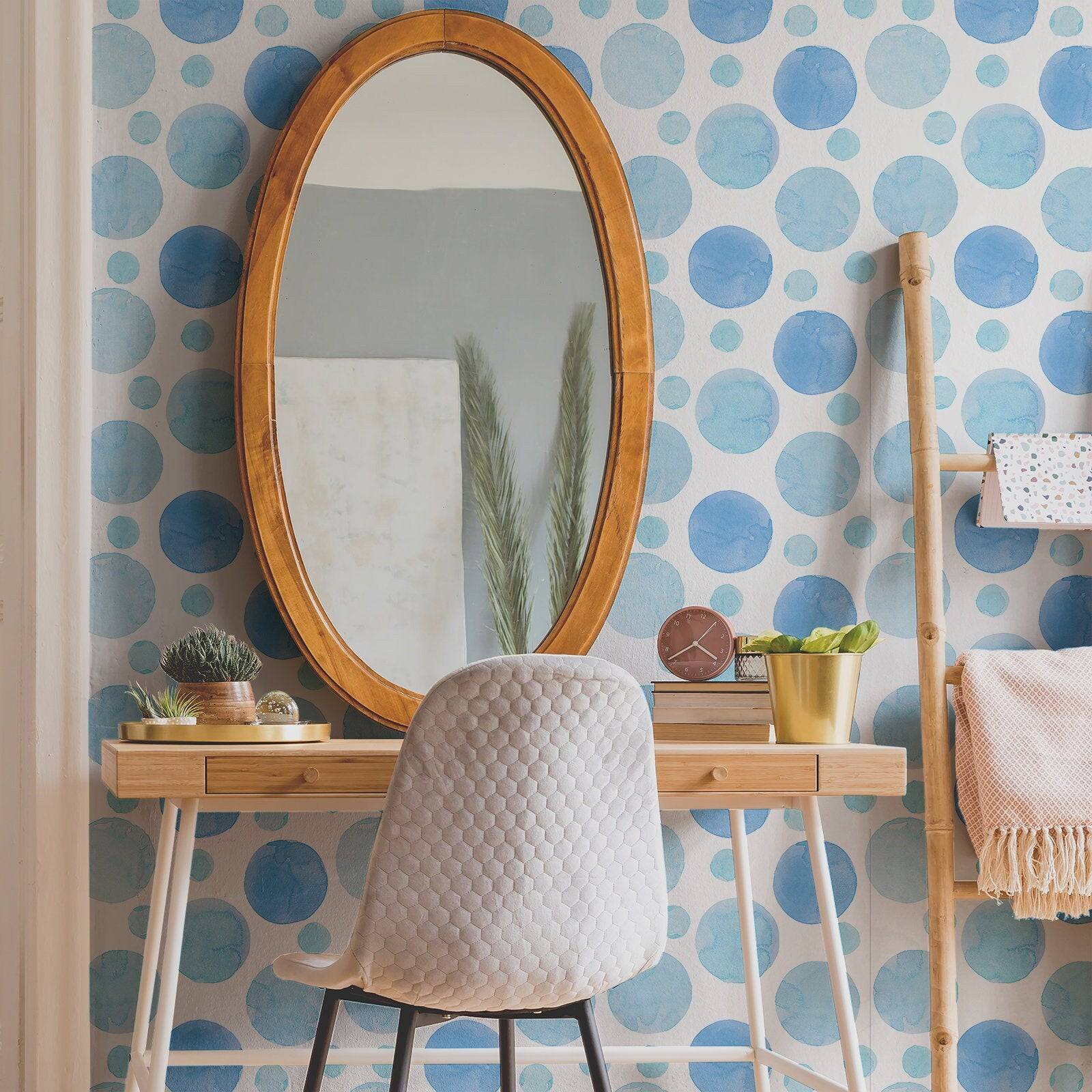 Watercolor Wallpaper Blue Dot Luxury Wall Decor