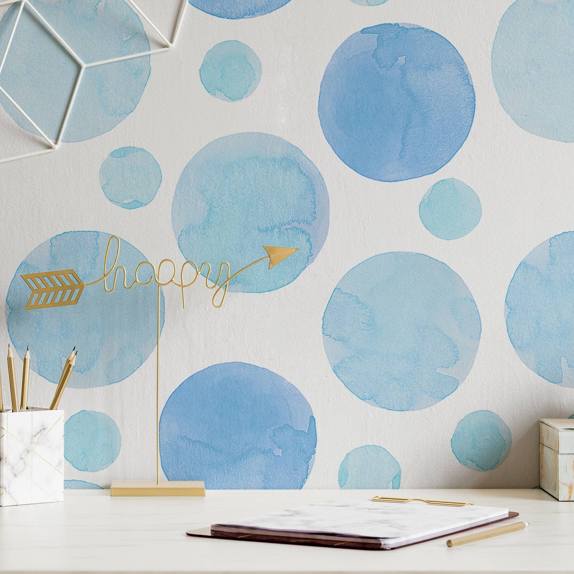 Watercolor Wallpaper Blue Dot Luxury Wall Decor