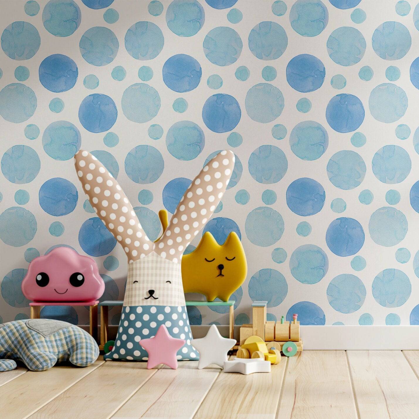 Watercolor Wallpaper Blue Dot Luxury Wall Decor