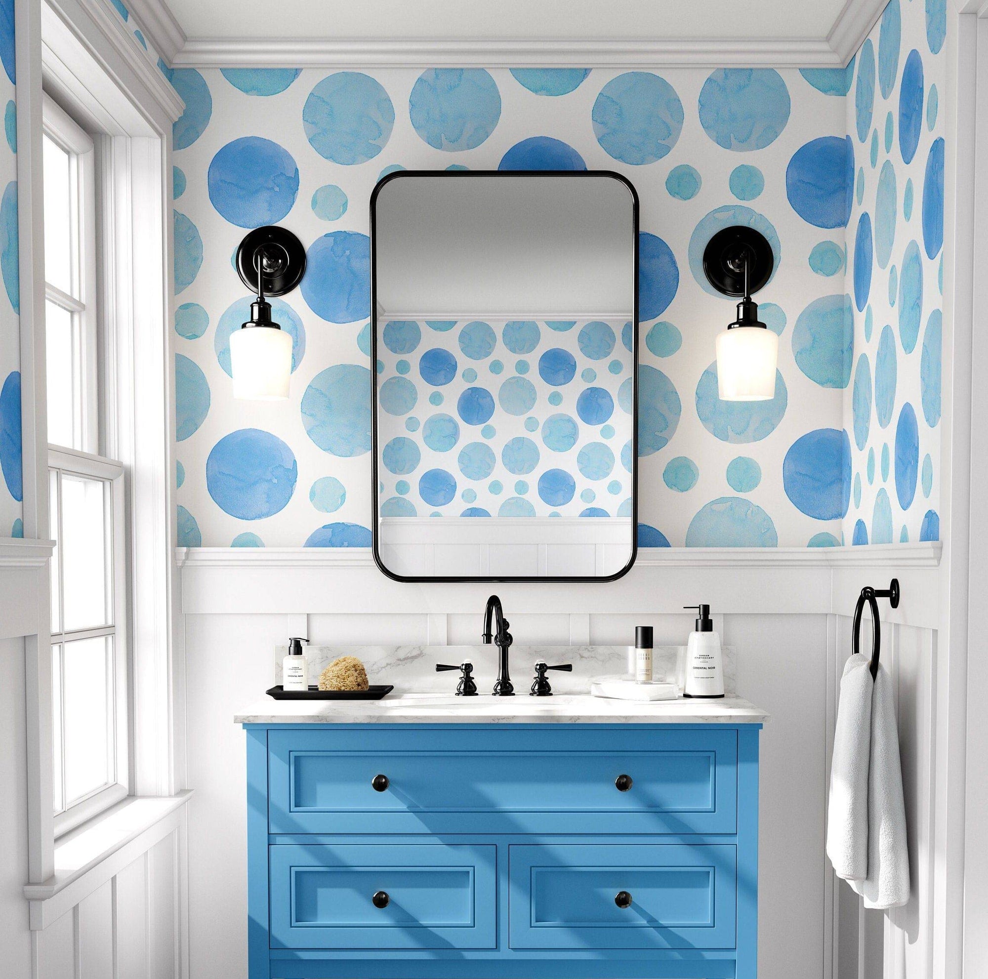 Watercolor Wallpaper Blue Dot Luxury Wall Decor