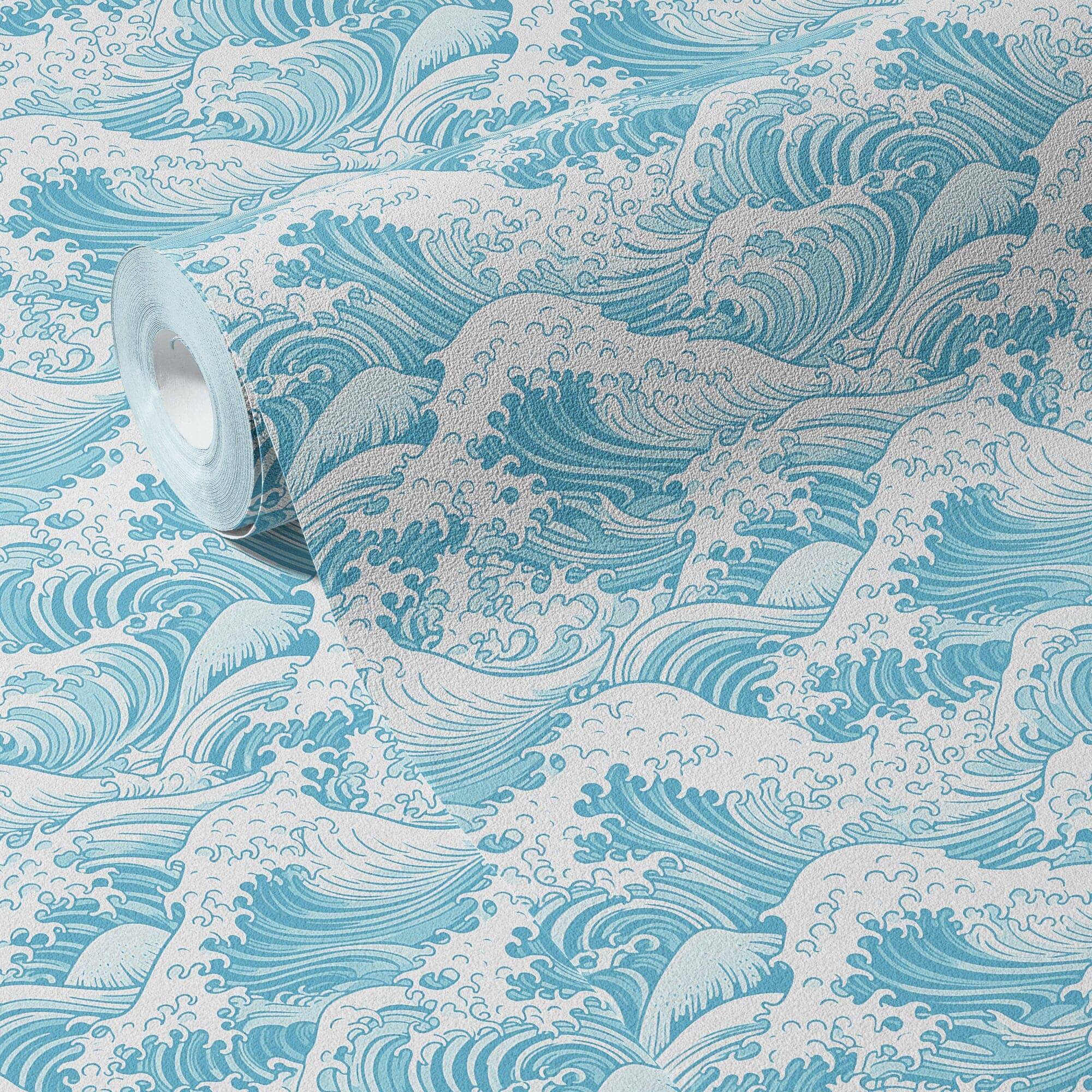 Ocean Wallpaper Blue Crashing Waves Wall Decor