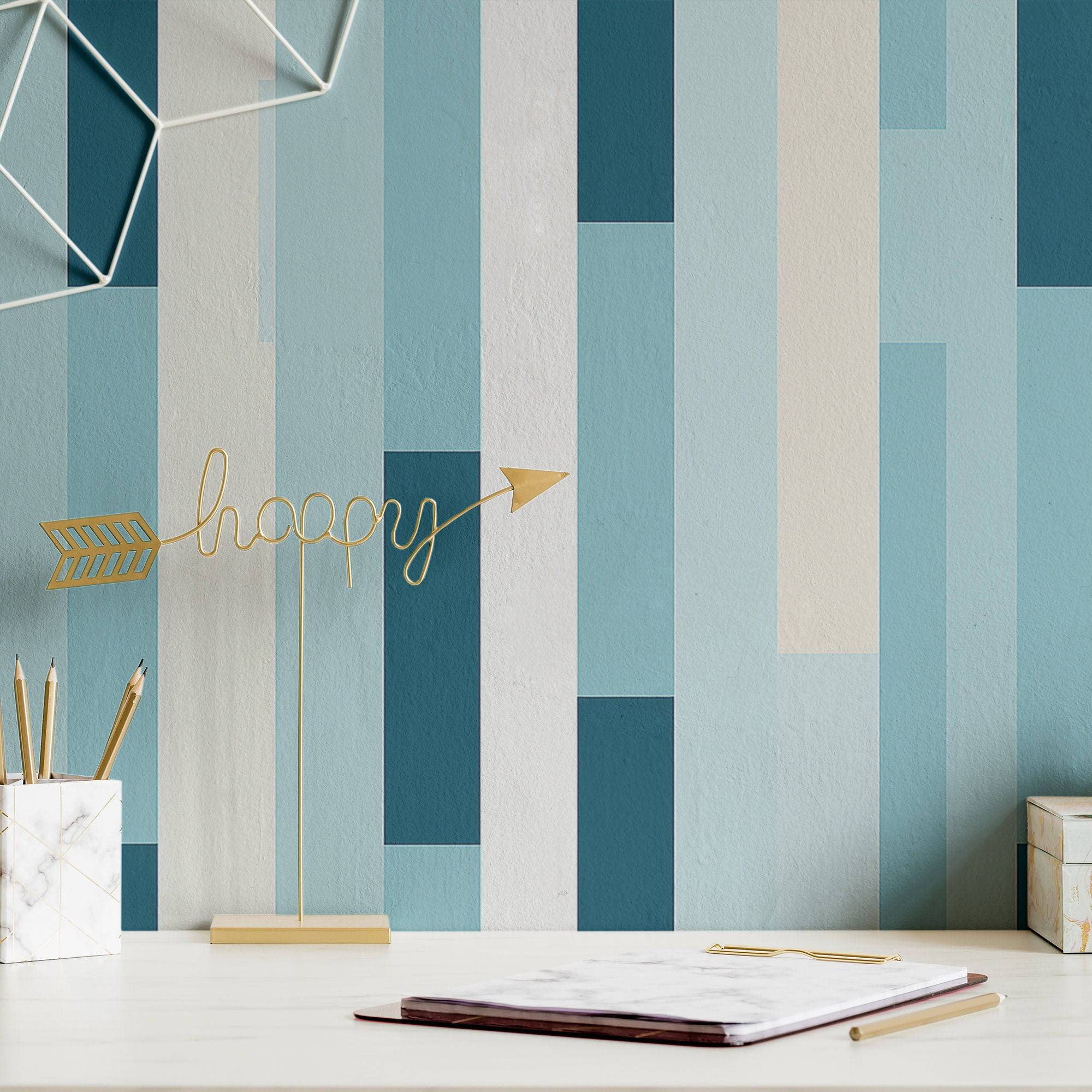 Stripe Wallpaper Blue Retro 70s Wall Decor