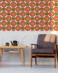 Boho Wallpaper Orange Medallion Luxury Wall Decor