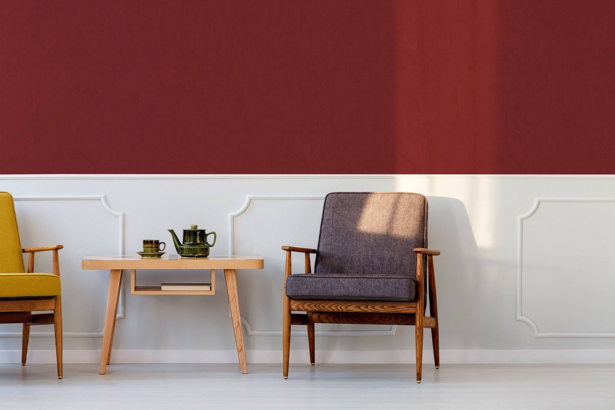 Limewash Wallpaper Maroon Luxury Wall Decor