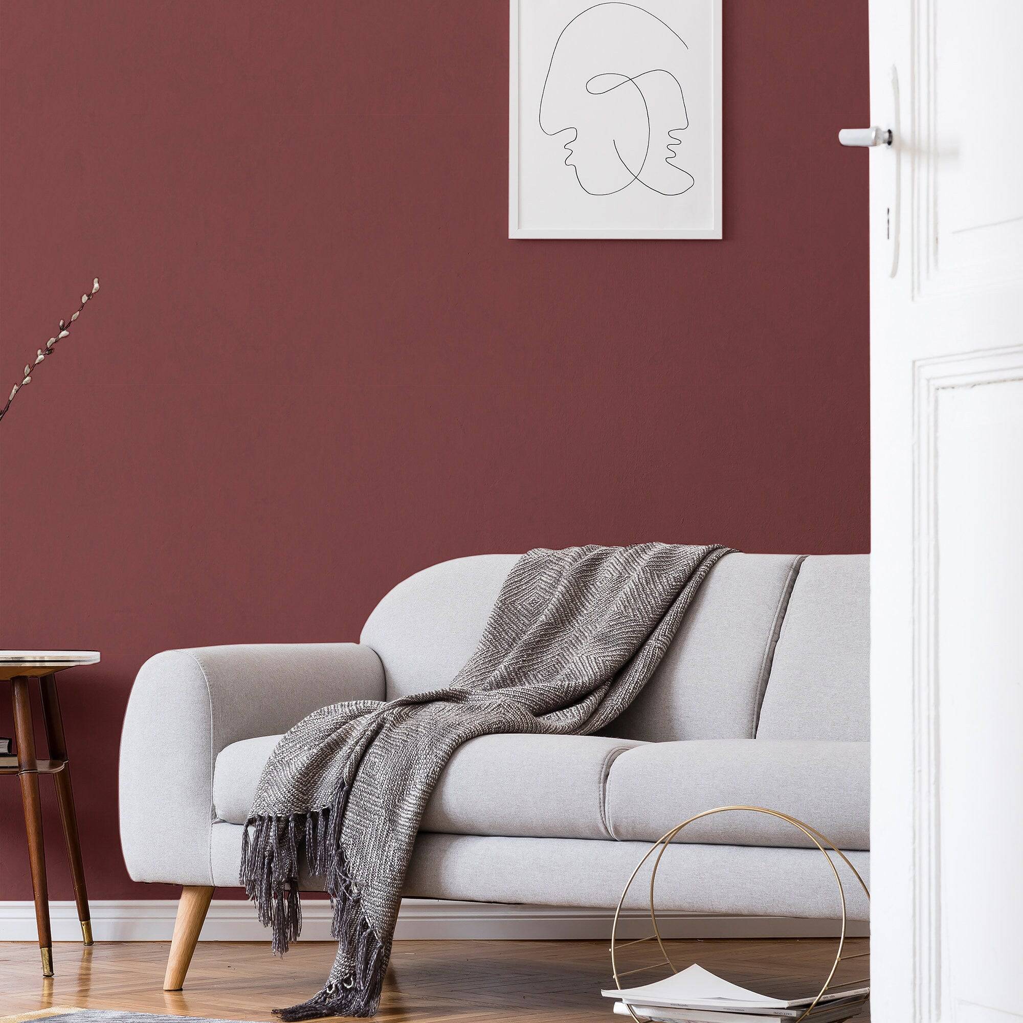 Limewash Wallpaper Maroon Luxury Wall Decor