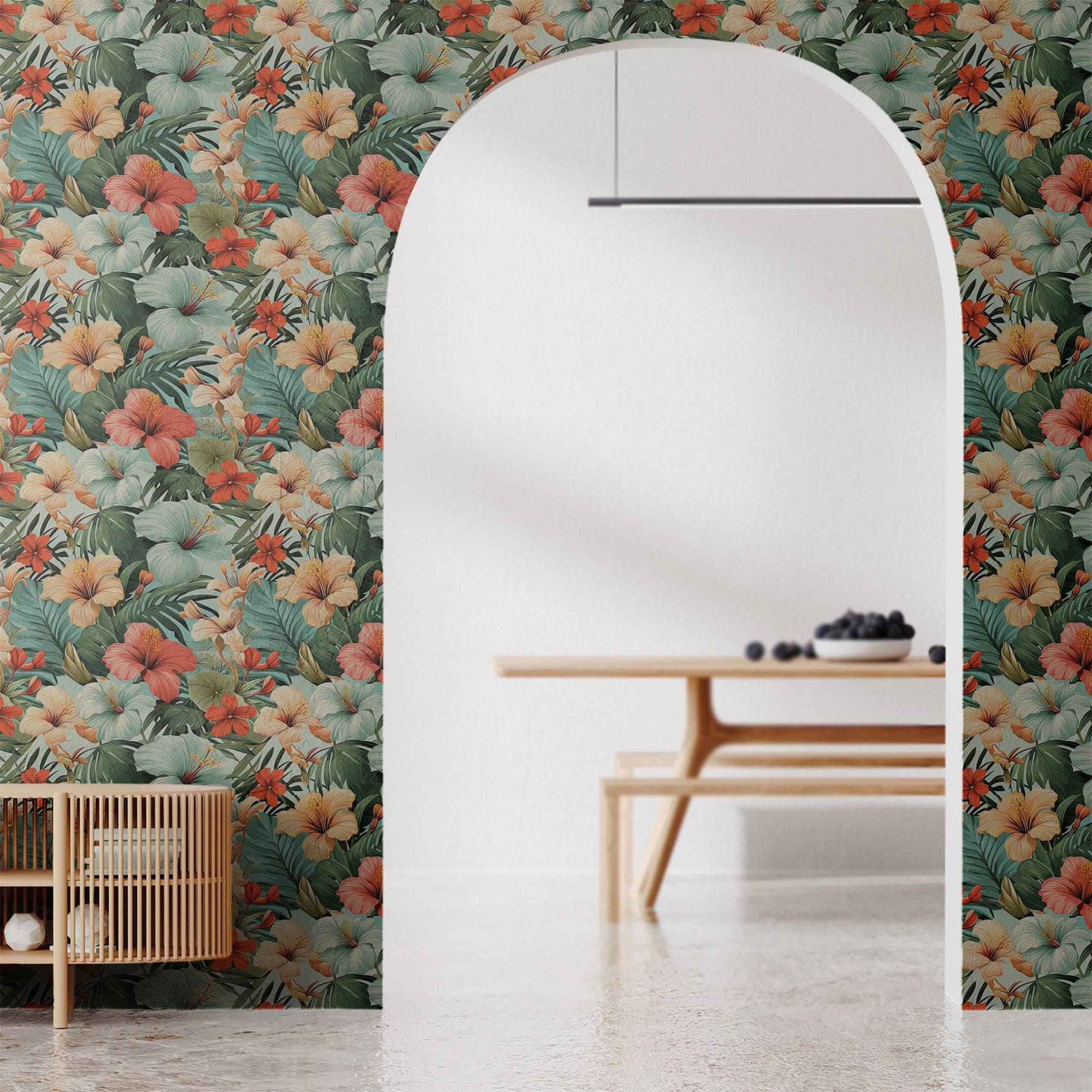 Tropical Wallpaper Retro Luxury Floral Wall Decor