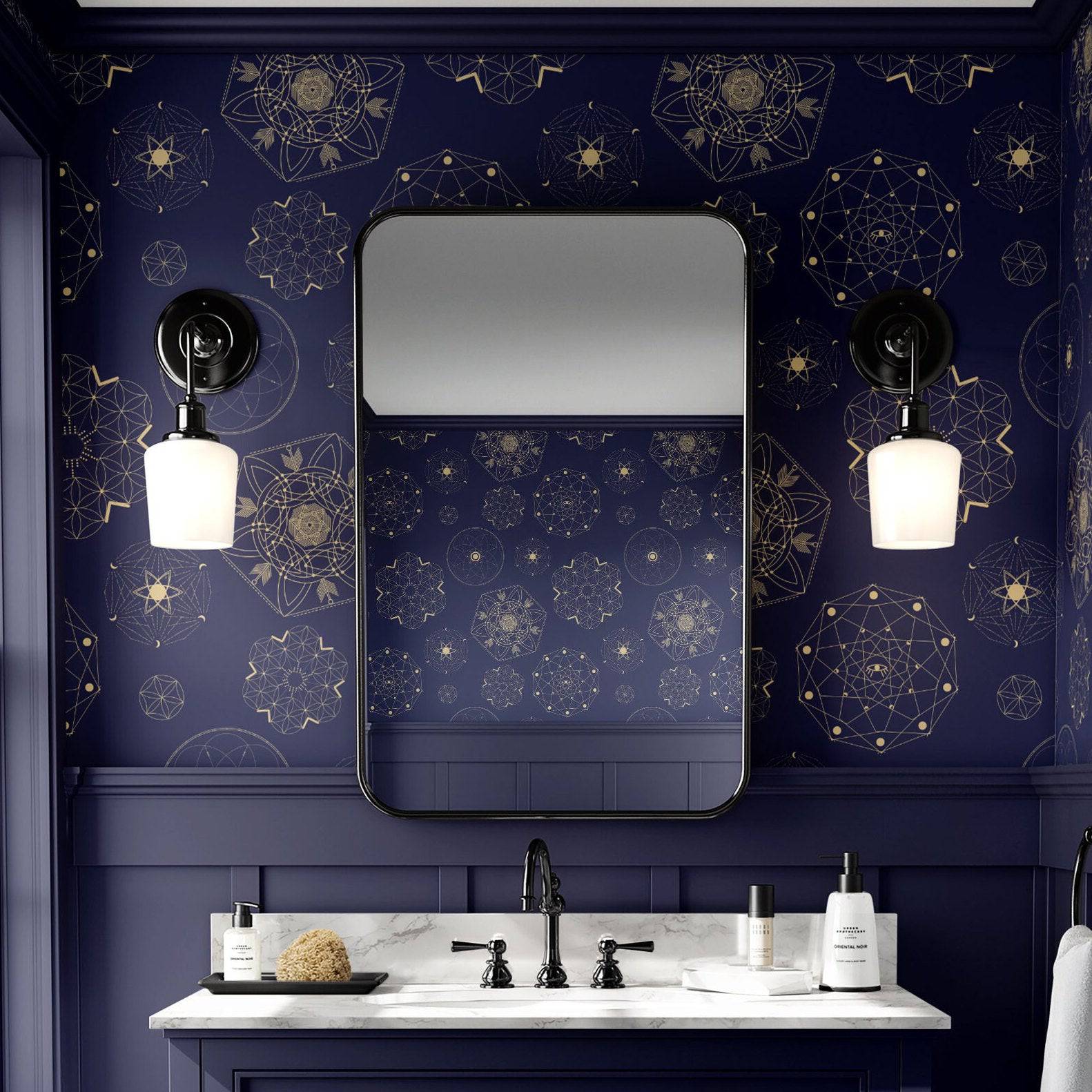 Celestial Wallpaper Navy Blue Star Wall Decor