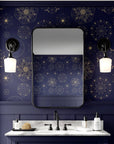 Celestial Wallpaper Navy Blue Star Wall Decor