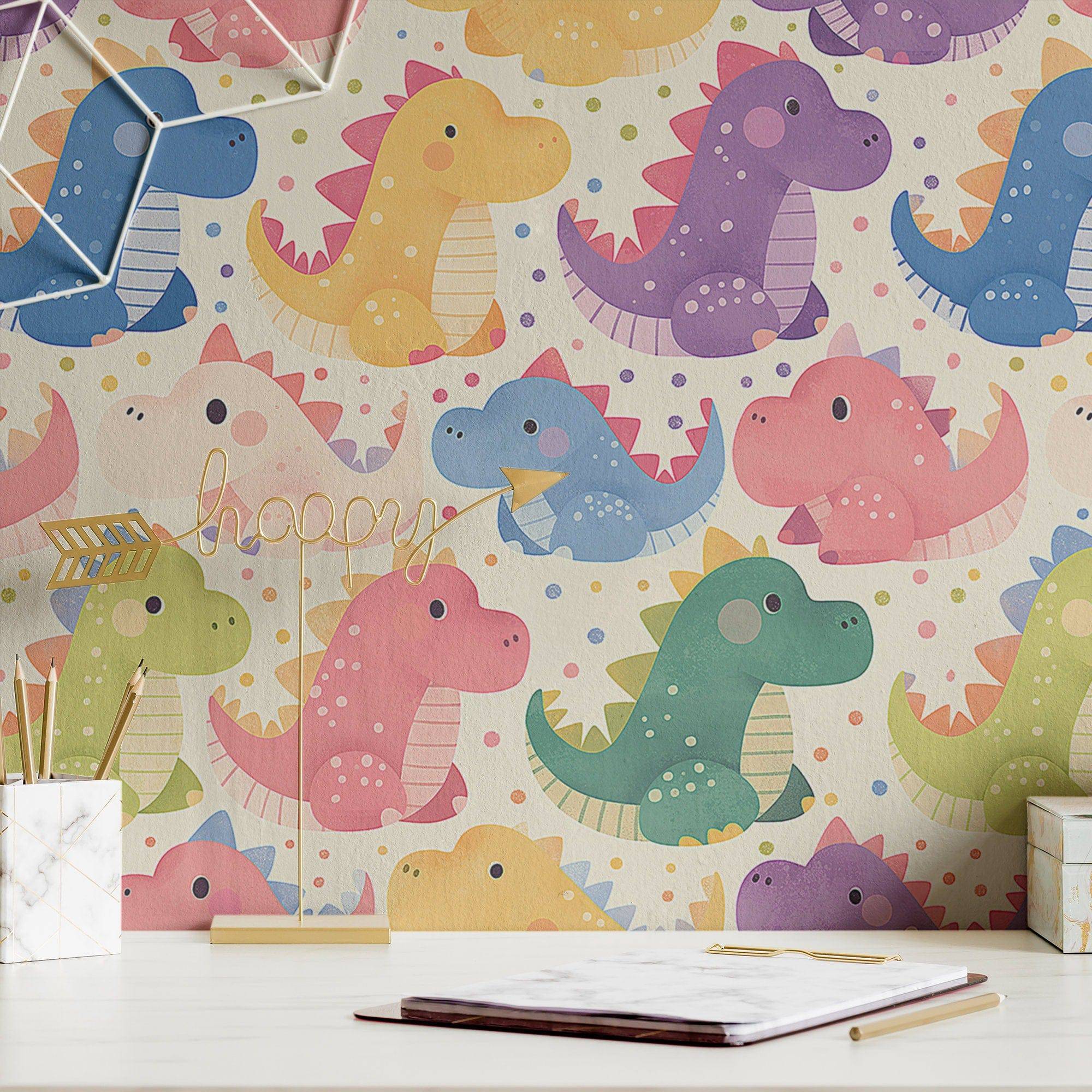 Dinosaur Wallpaper Colorful Nursery Wall Decor