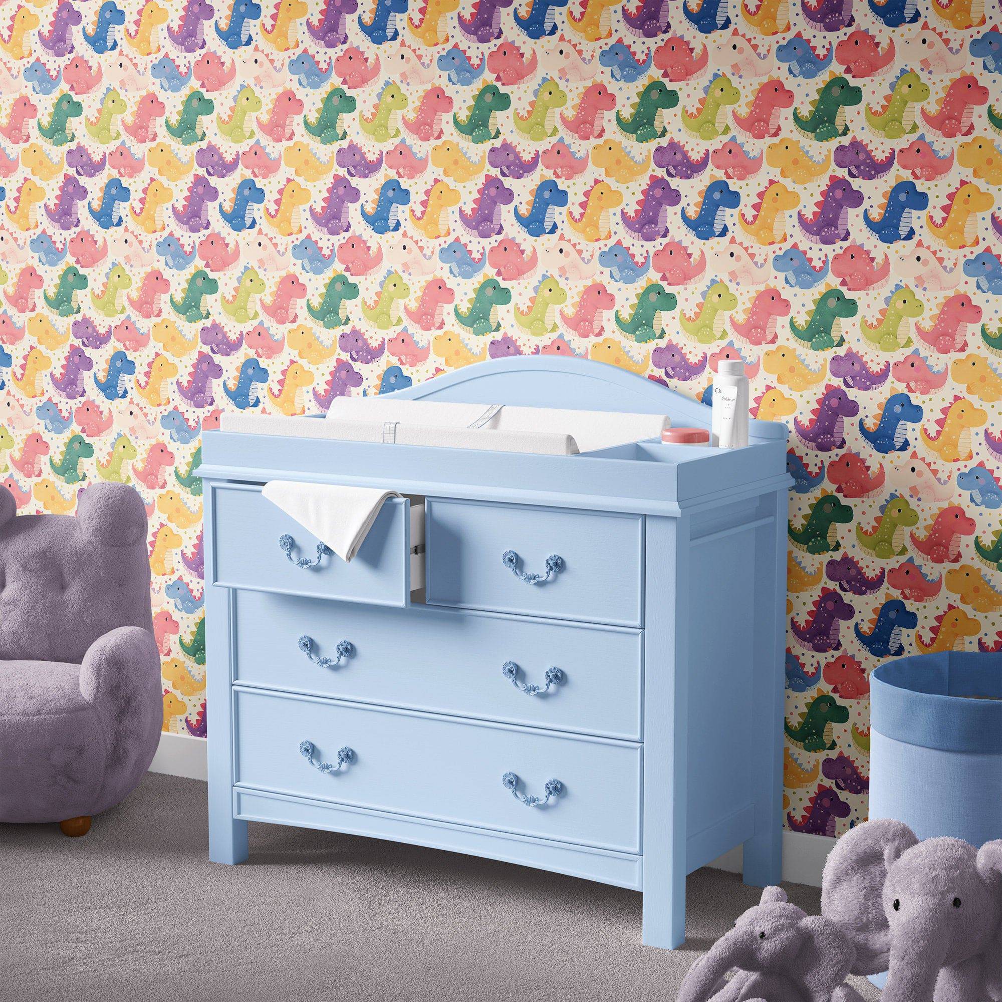 Dinosaur Wallpaper Colorful Nursery Wall Decor