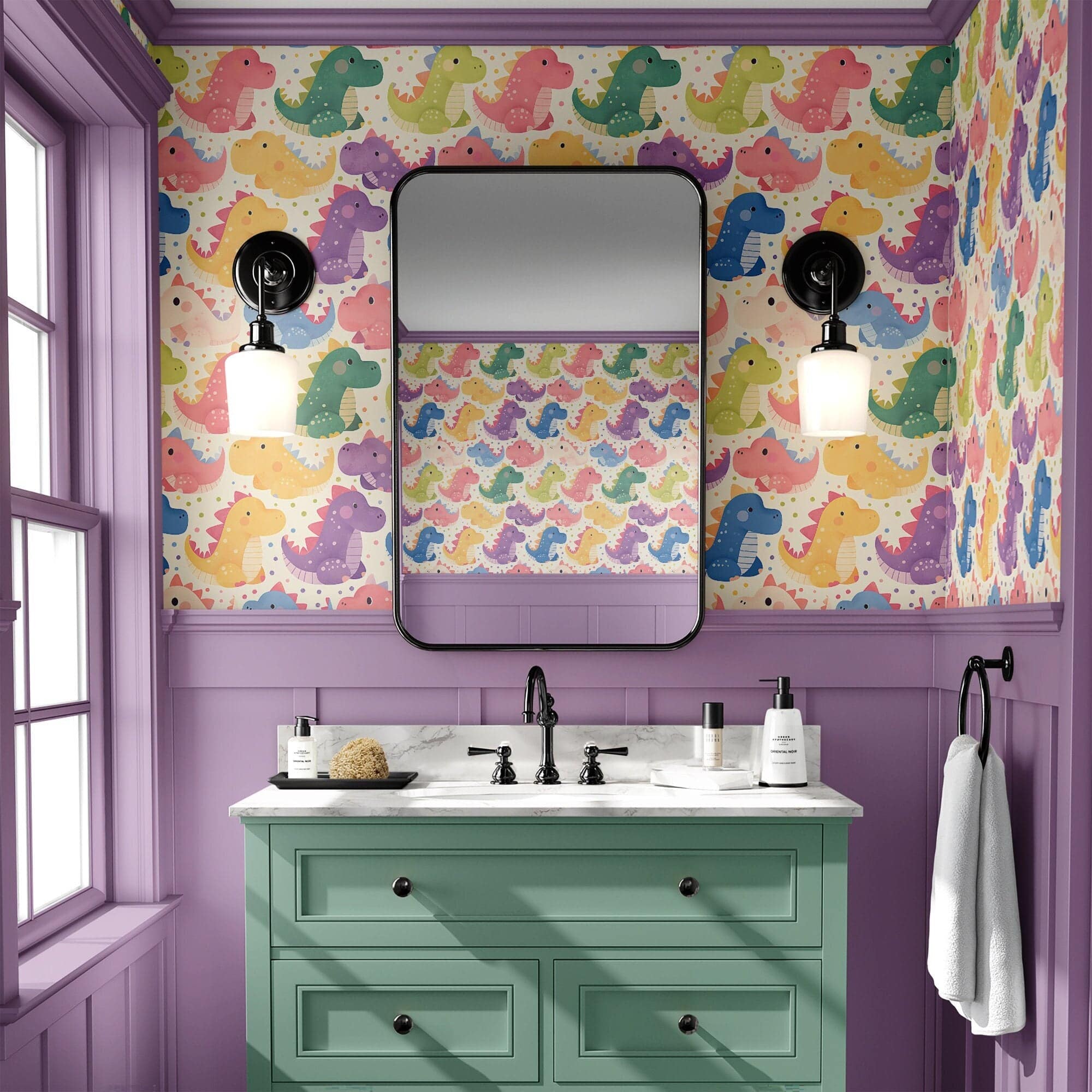 Dinosaur Wallpaper Colorful Nursery Wall Decor