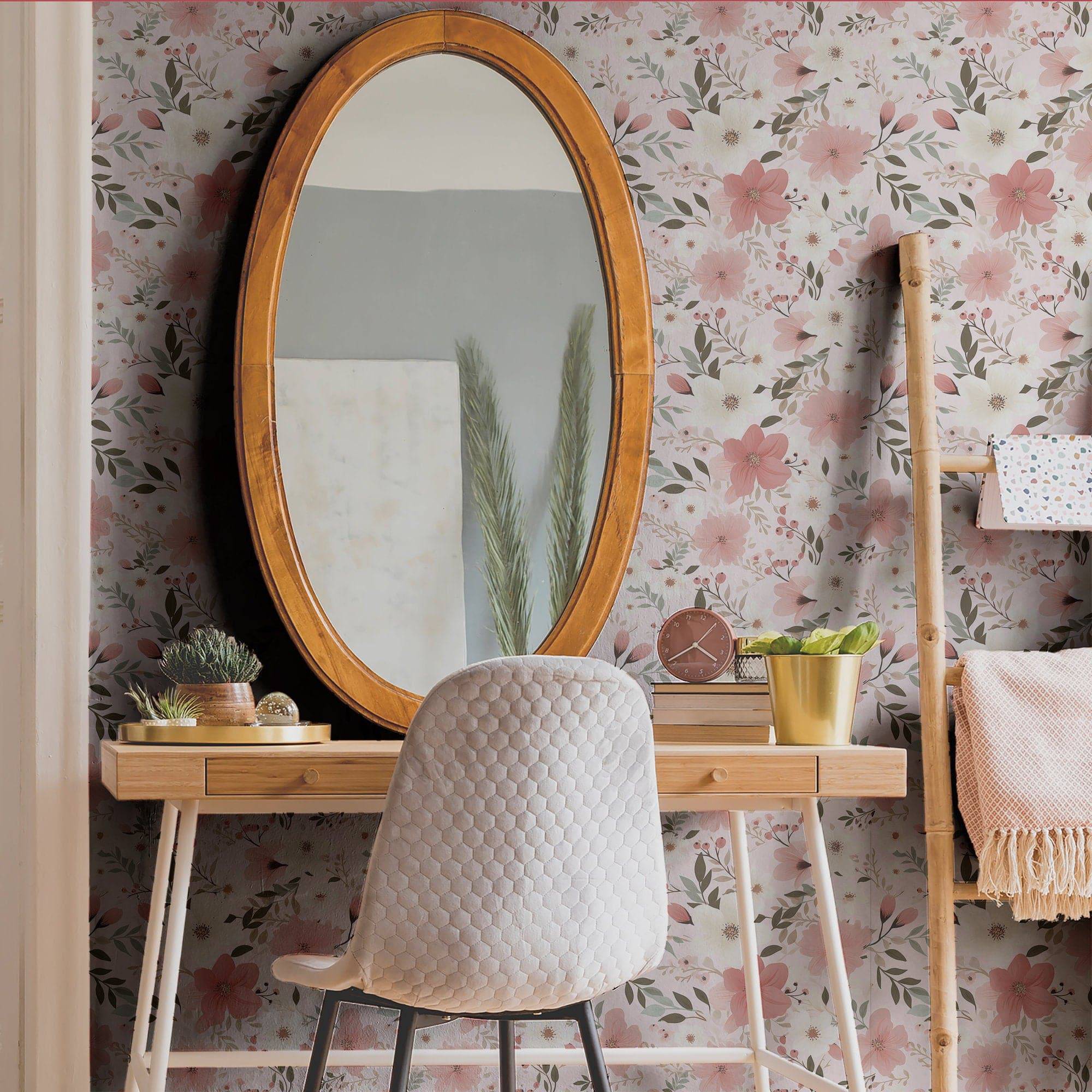 Floral Wallpaper Cool Pink Luxury Wall Decor