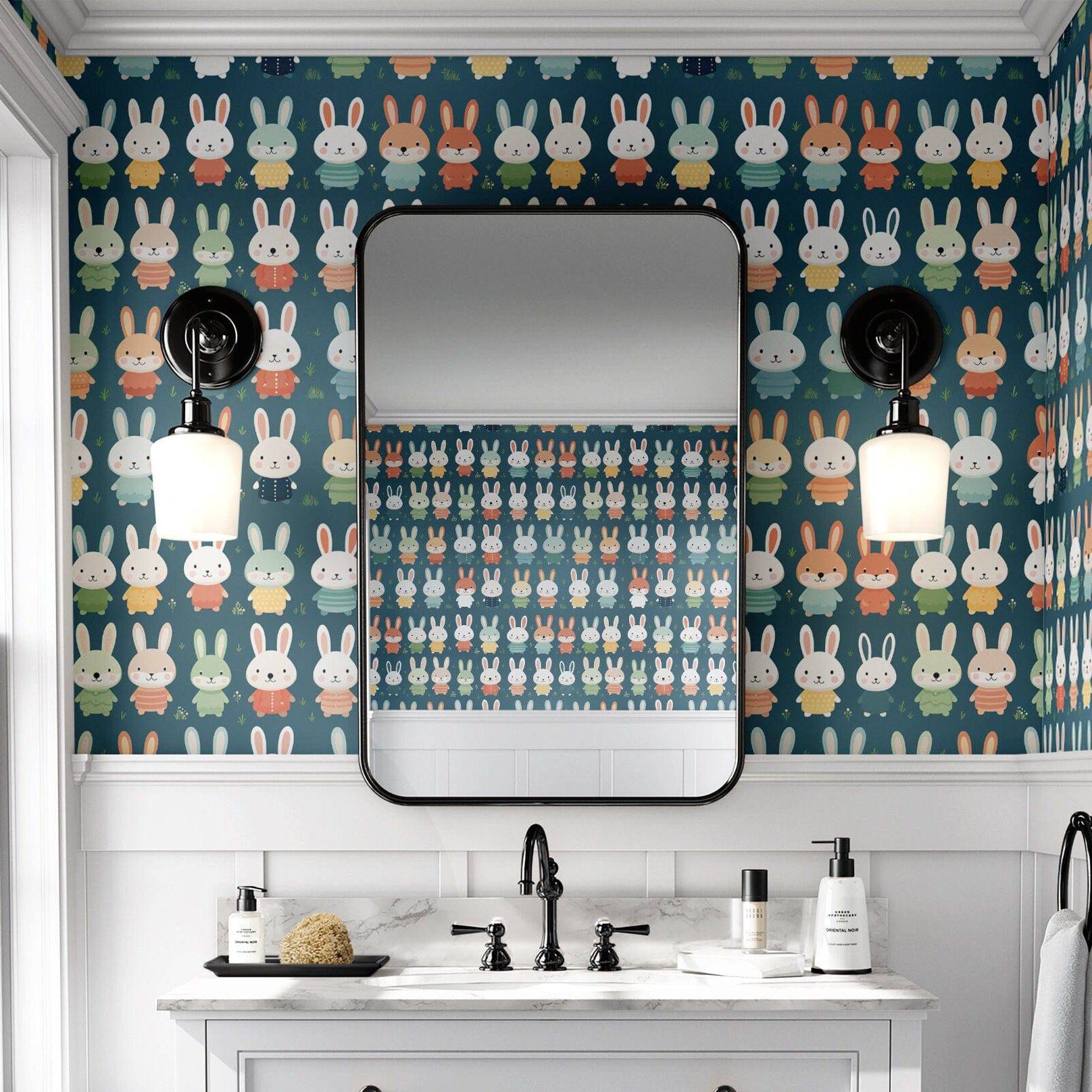 Bunny Wallpaper Cute Rabbit Playroom Wall Decor