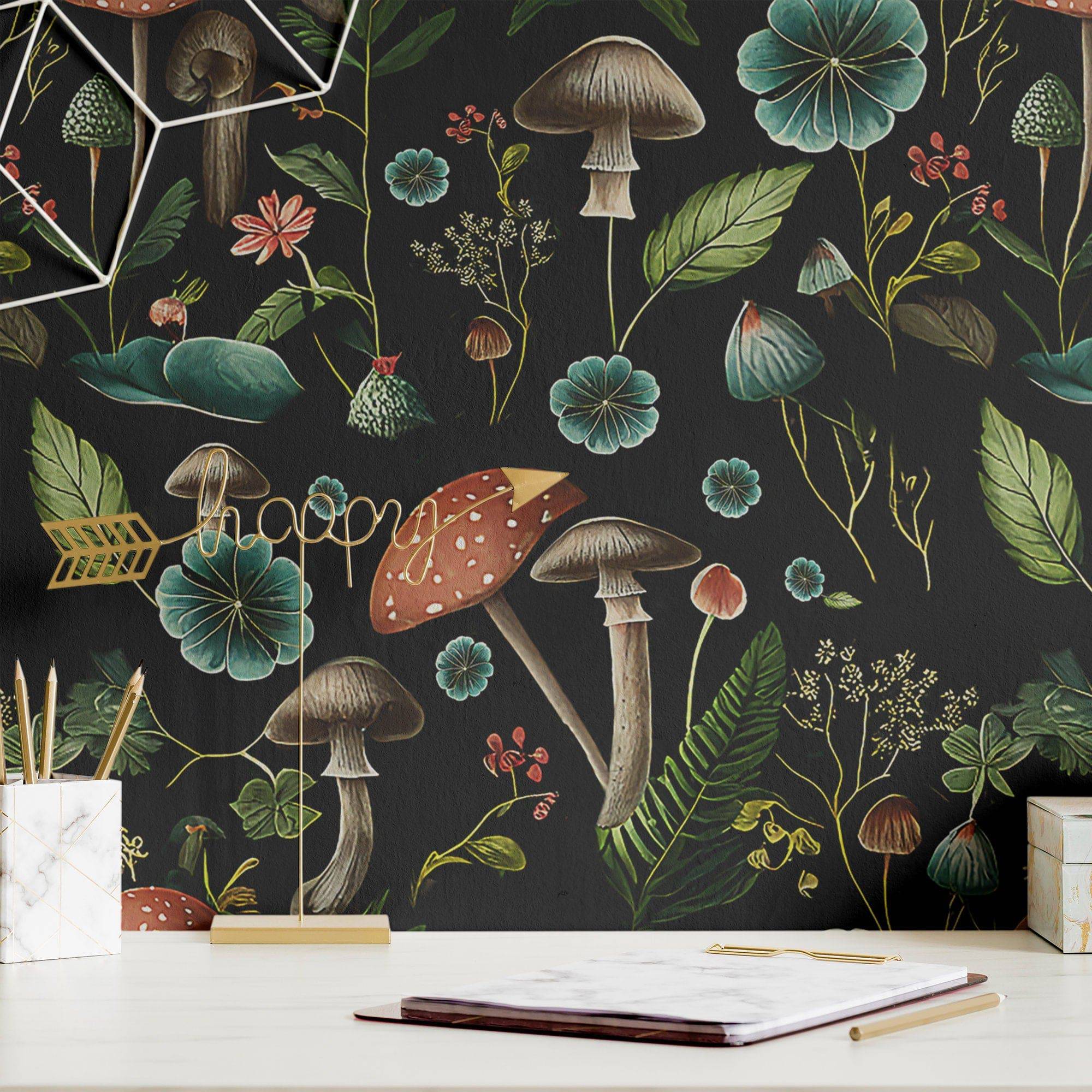 Mushroom Wallpaper Dark Academia Wall Decor