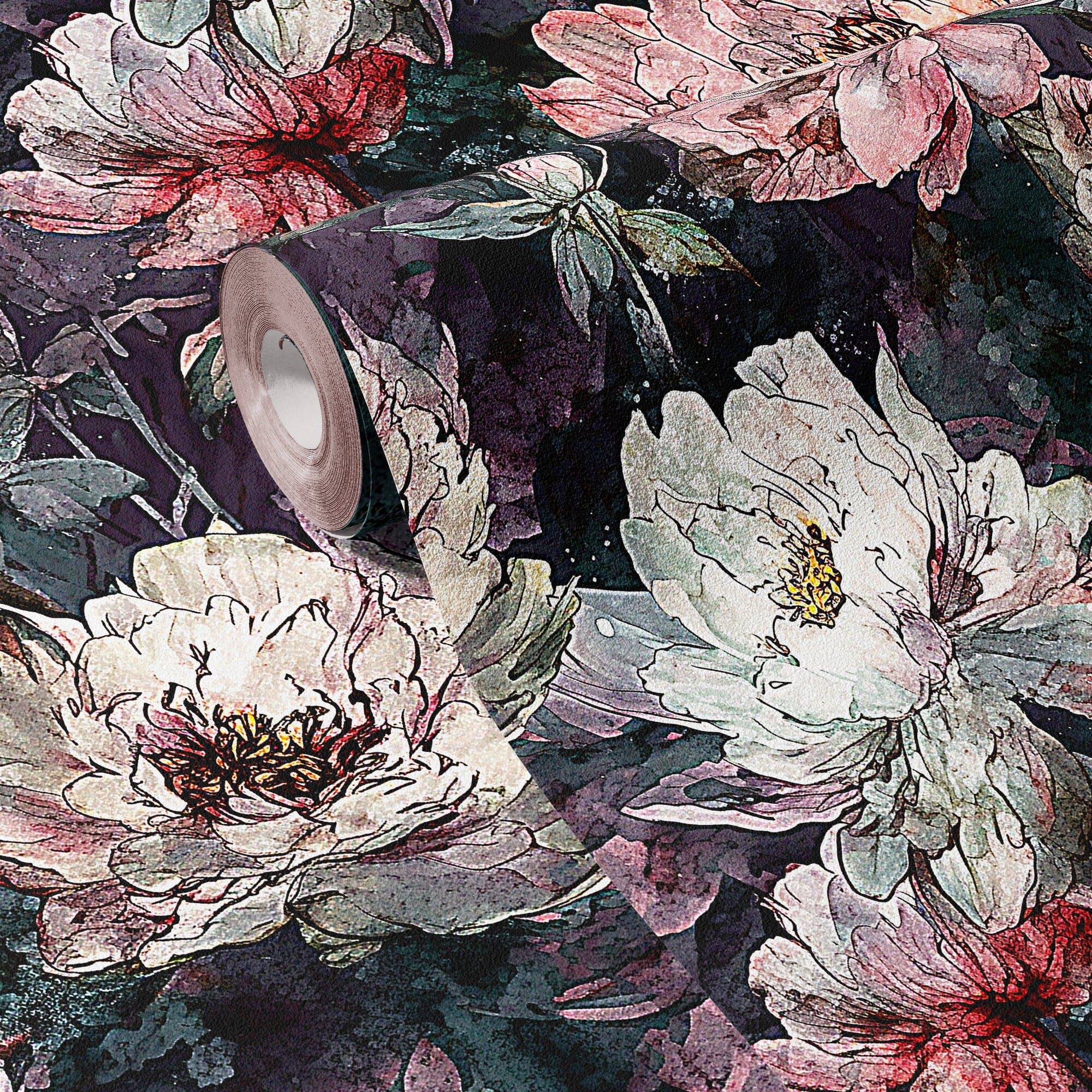 Gothic Wallpaper Dark Peony Luxury Wall Decor