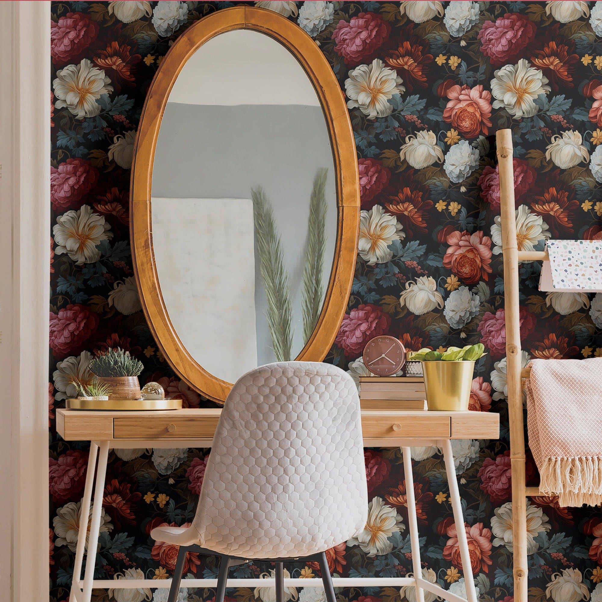 Dark Floral Wallpaper Botanical Luxury Wall Decor